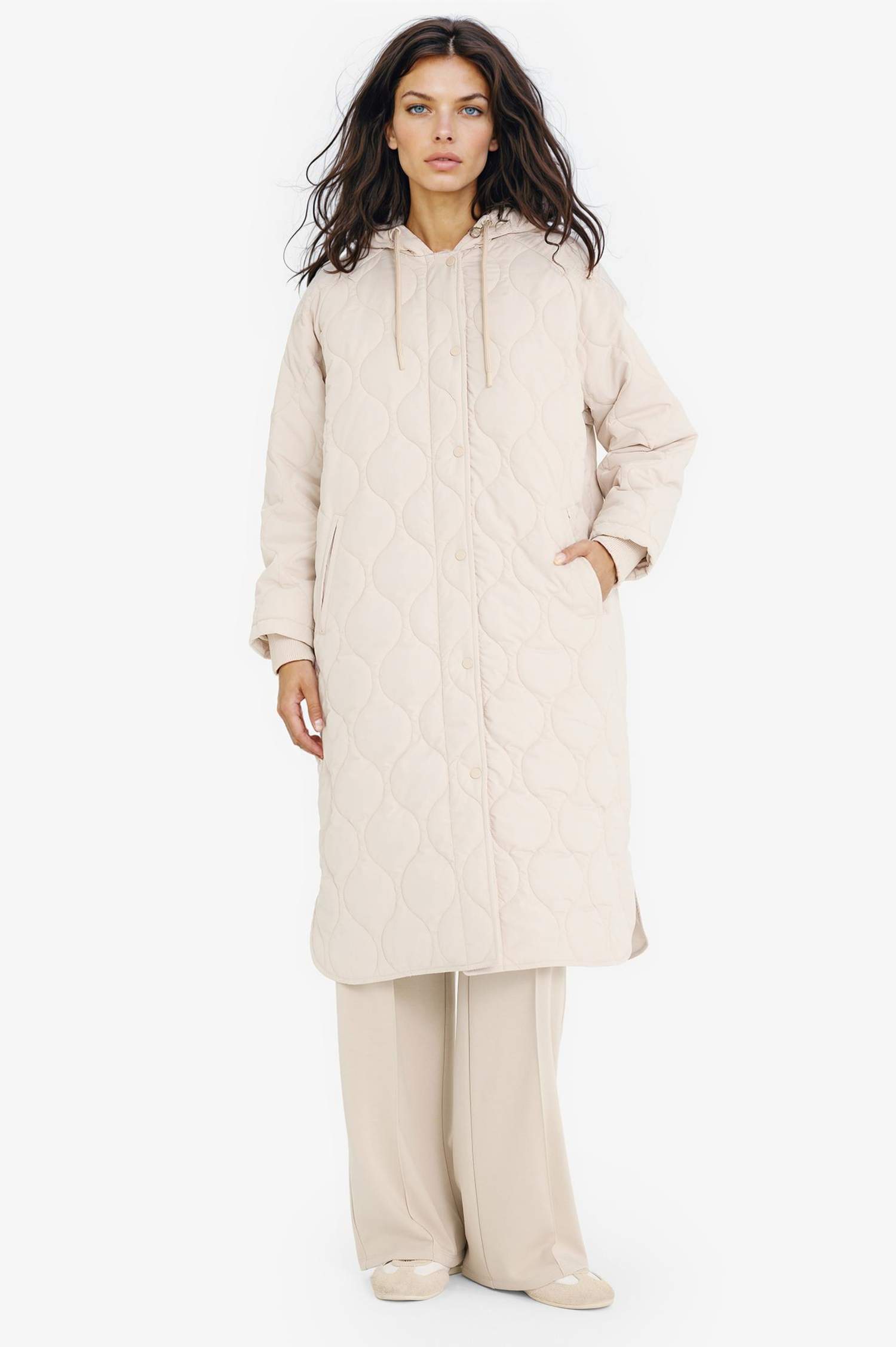 Regular Fit Hooded Quilted Long Jacket