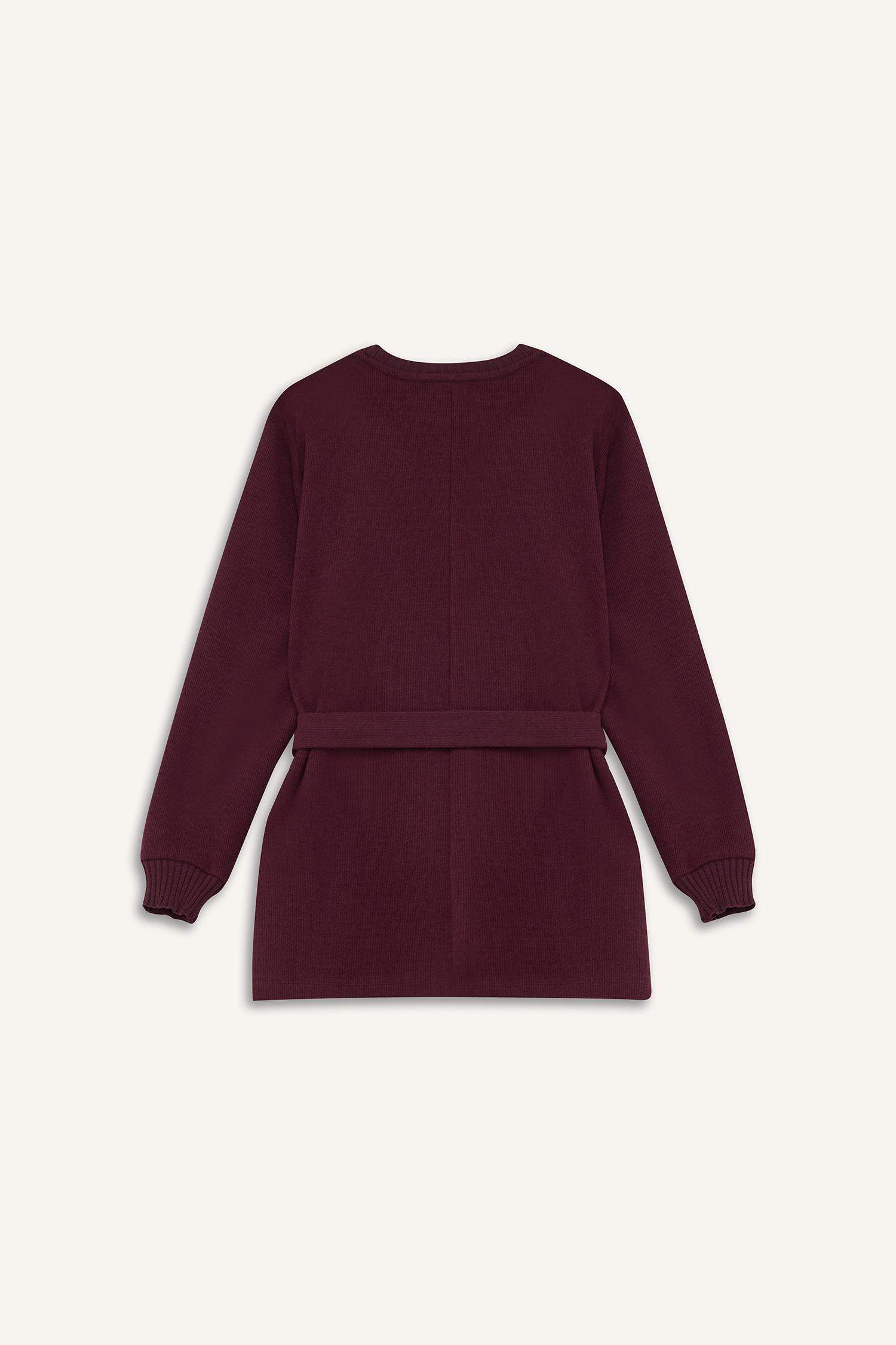 Regular Fit Bisiklet Yaka İçi Yumuşak Tüylü Selanik Kumaş Uzun Kollu Tunik