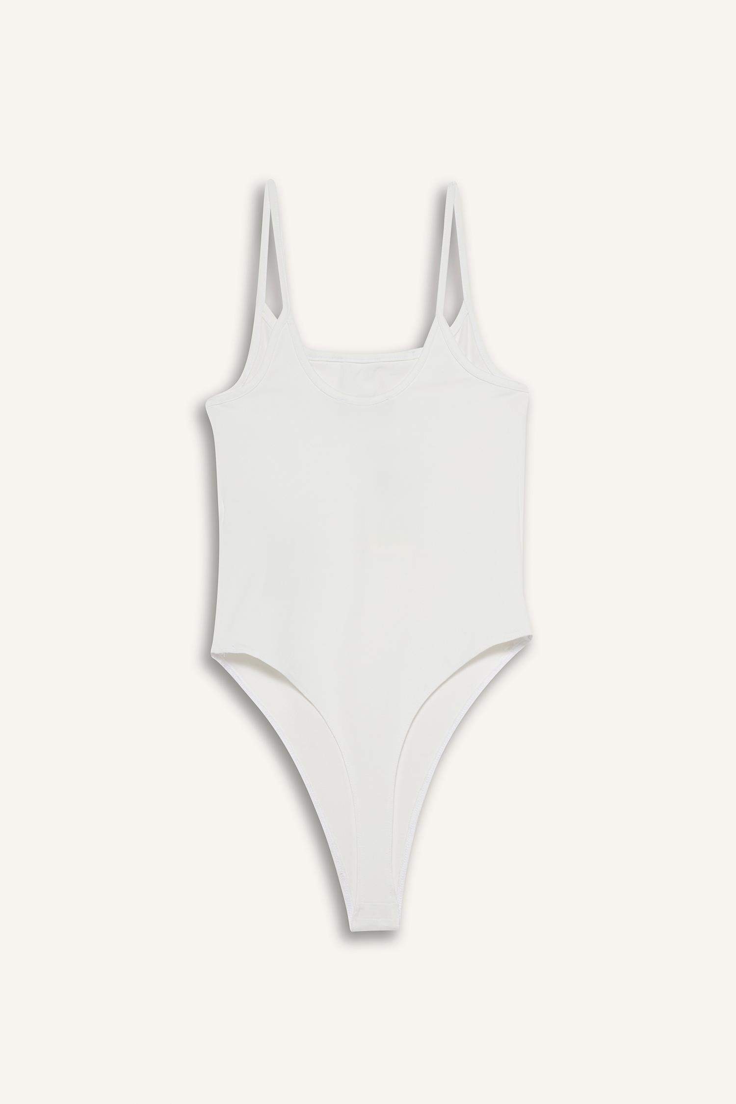 Basic Düz Askılı Beyaz Body