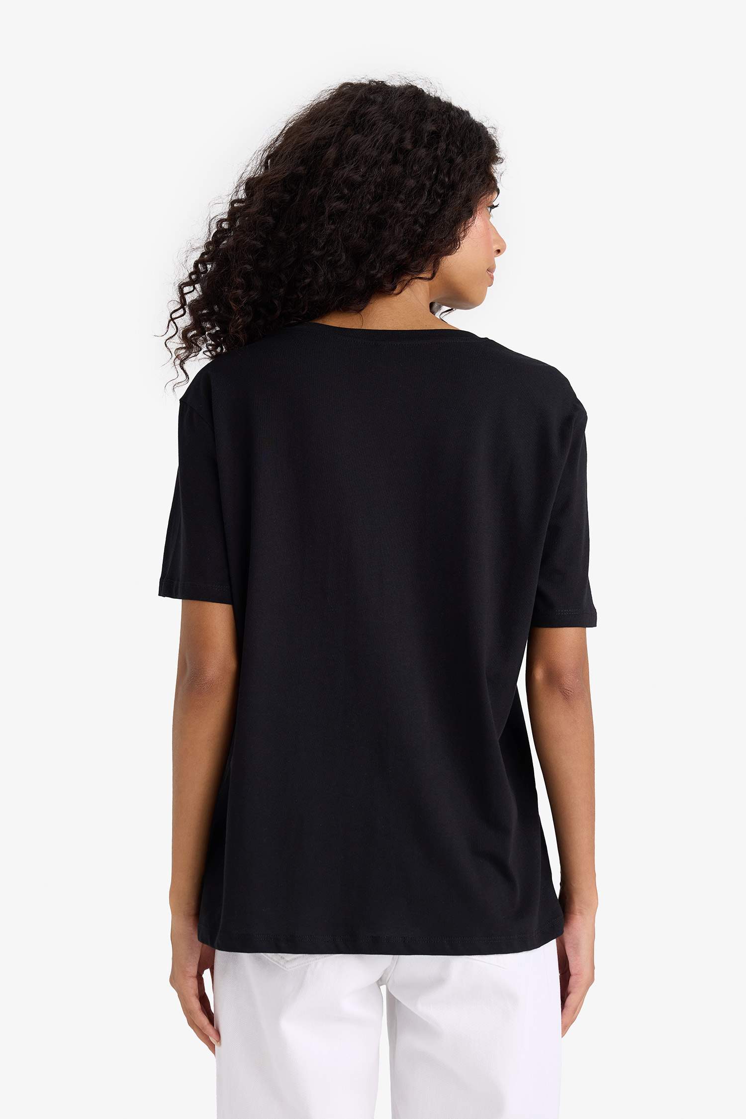 Regular Fit Bisiklet Yaka Basic Düz Penye Kısa Kollu Tişört