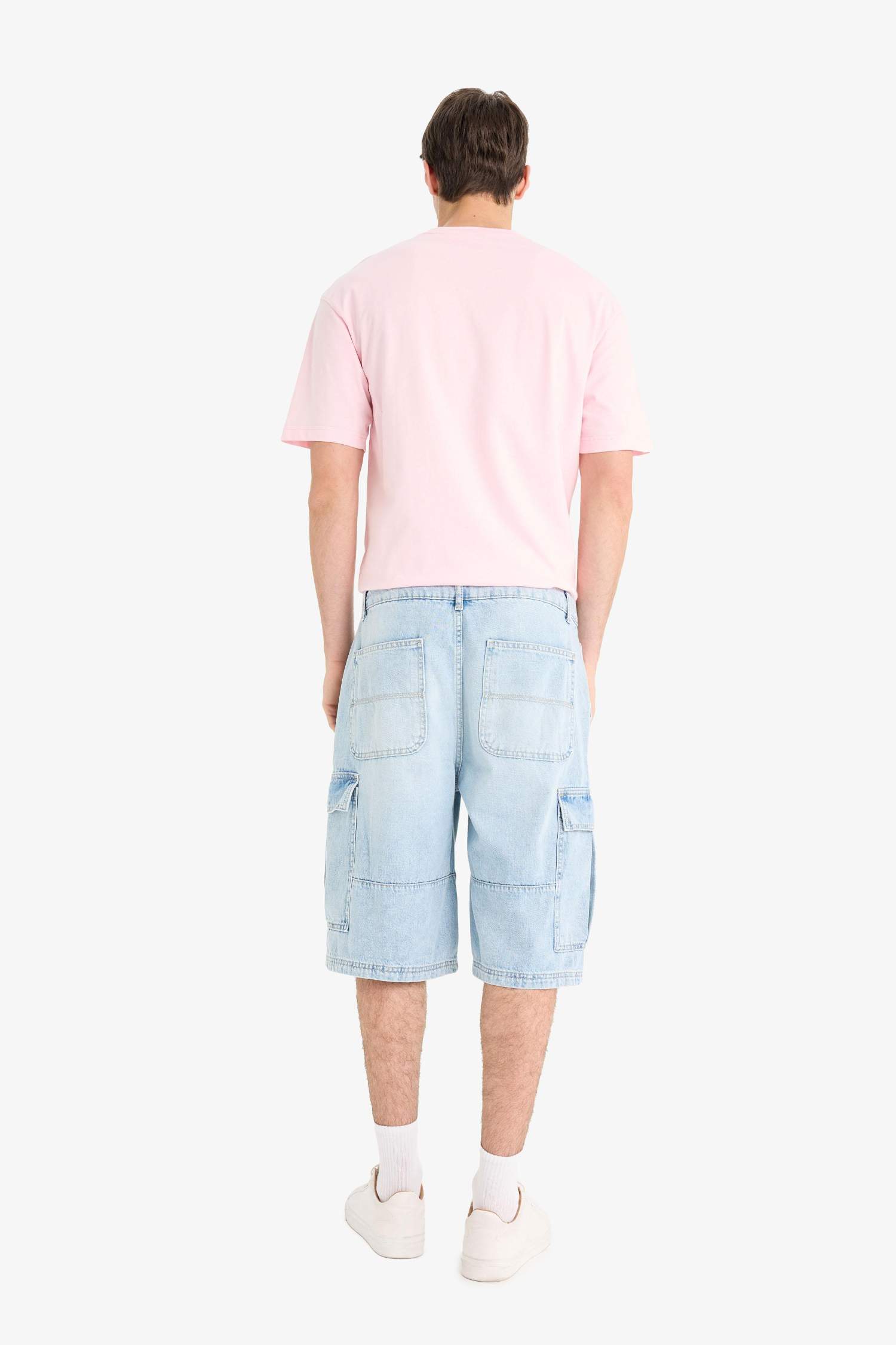 Cargo Fit Cotton Denim Bermuda Shorts