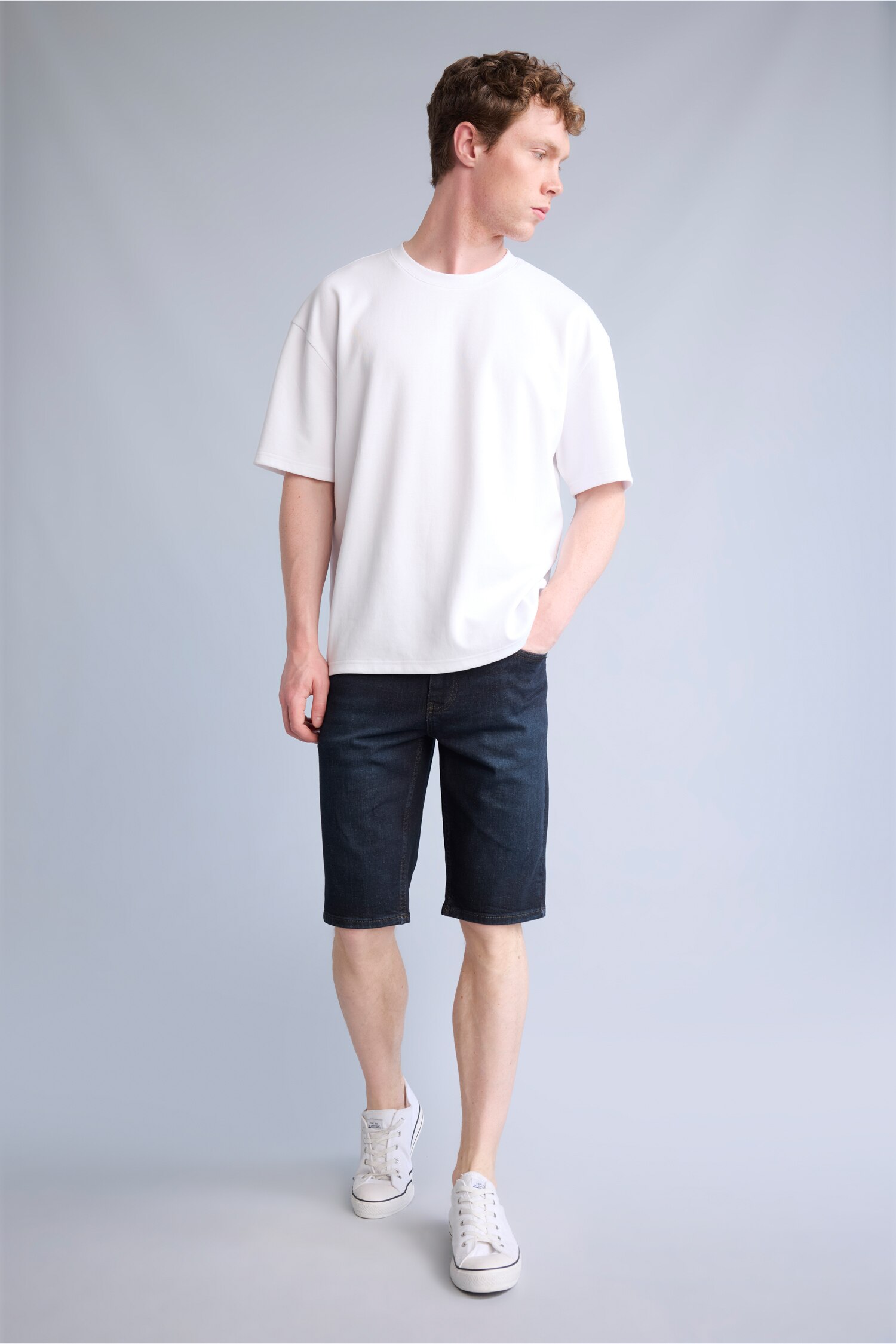 DeFacto Slim Fit Jean Bermuda Şort görsel 3