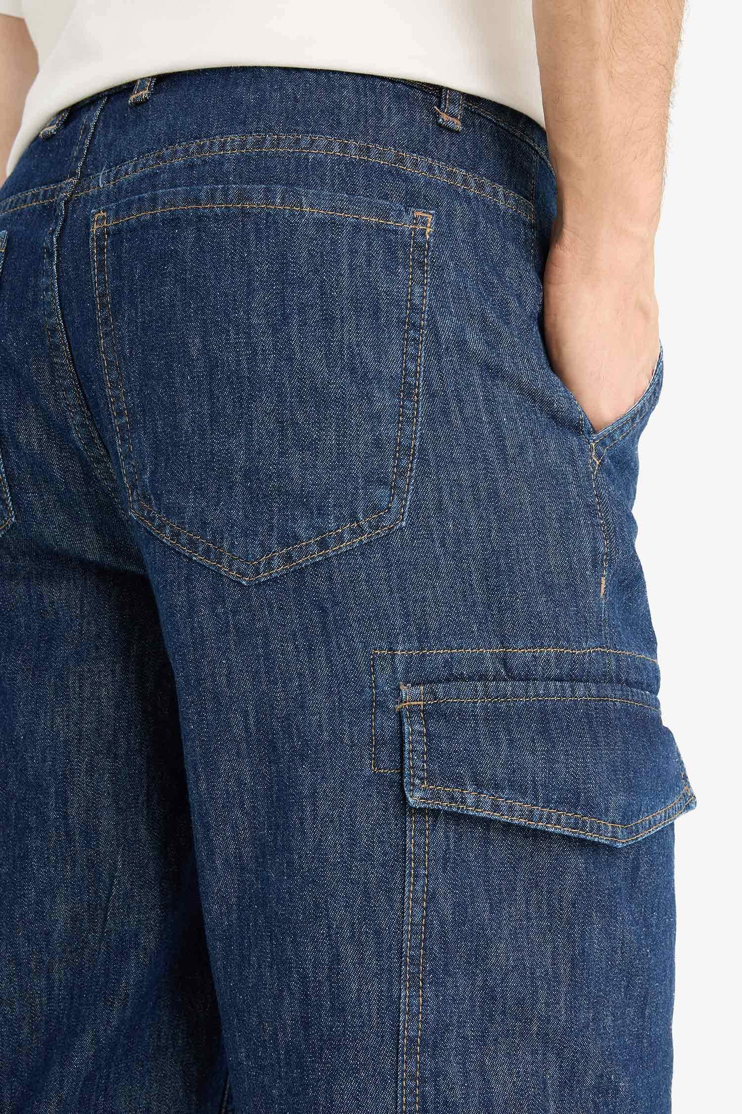 %100 Pamuk Hafif Kumaş Regular Fit Jean Uzun Bermuda Şort