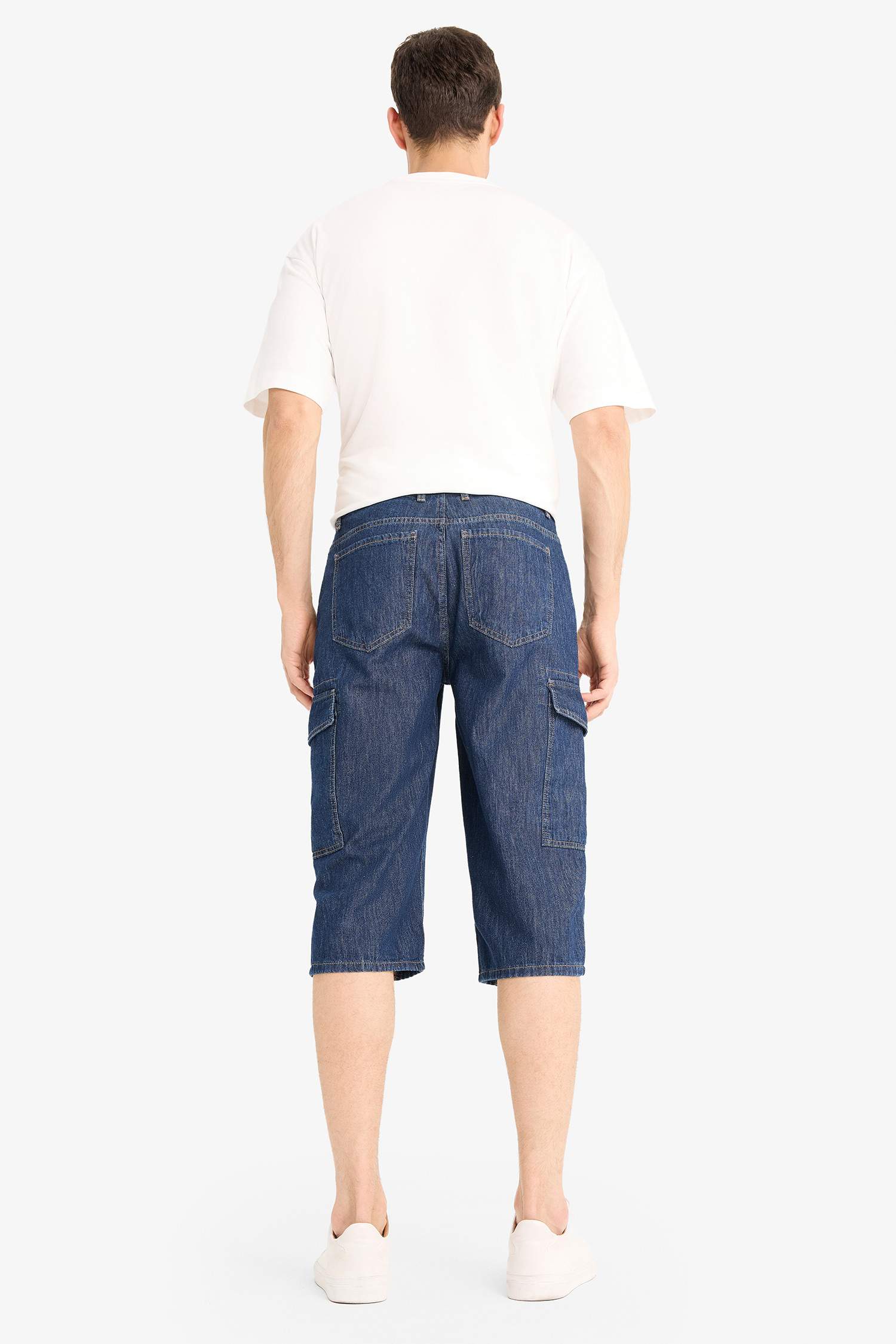 %100 Pamuk Hafif Kumaş Regular Fit Jean Uzun Bermuda Şort