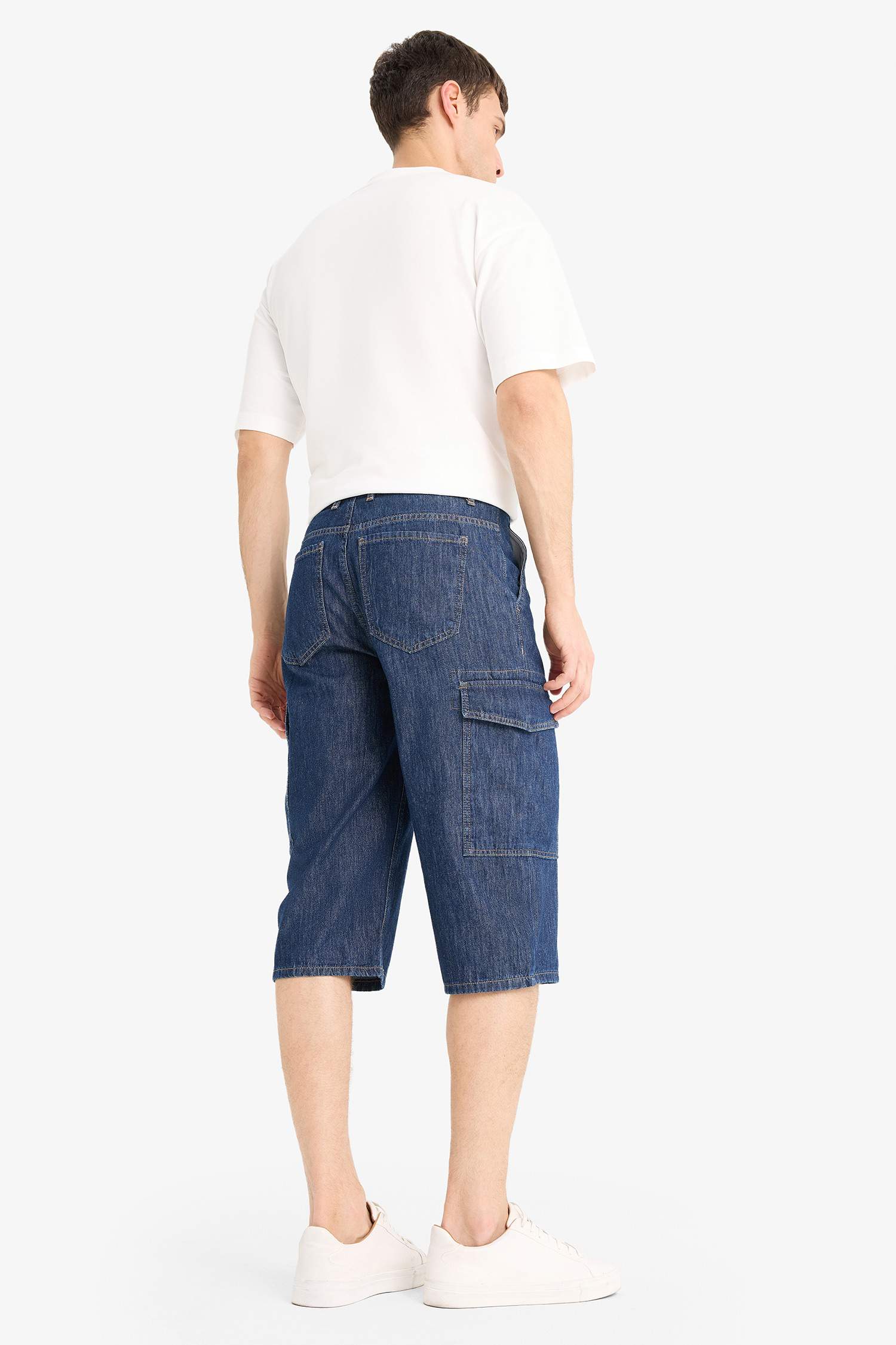 %100 Pamuk Hafif Kumaş Regular Fit Jean Uzun Bermuda Şort