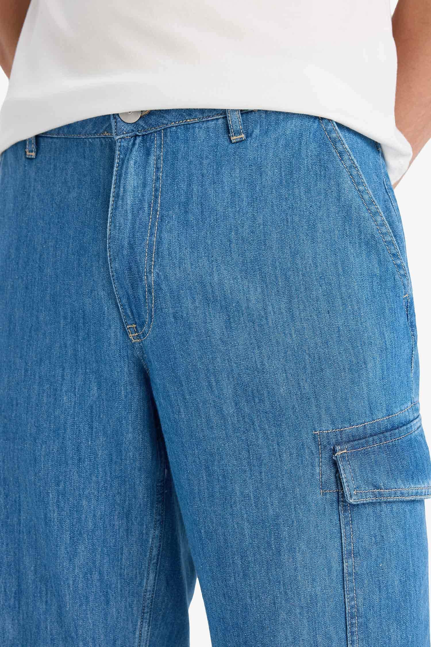 Cotton Regular Fit Denim Bermuda Shorts