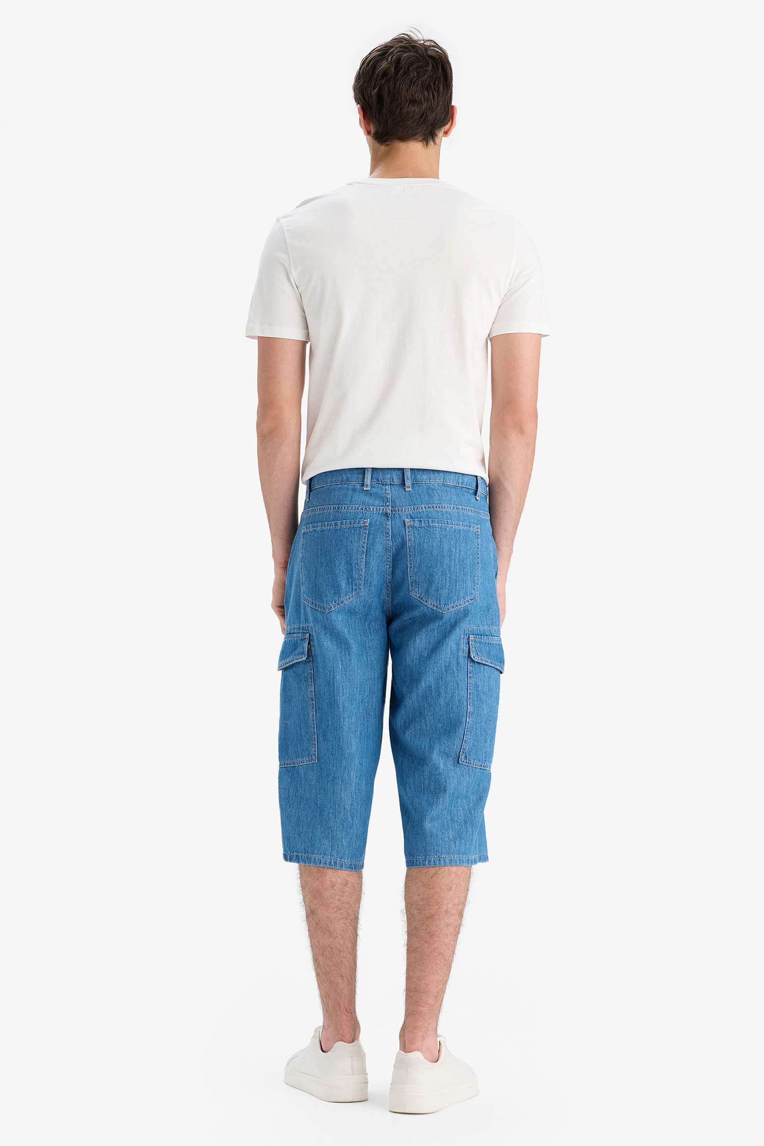 Cotton Regular Fit Denim Bermuda Shorts