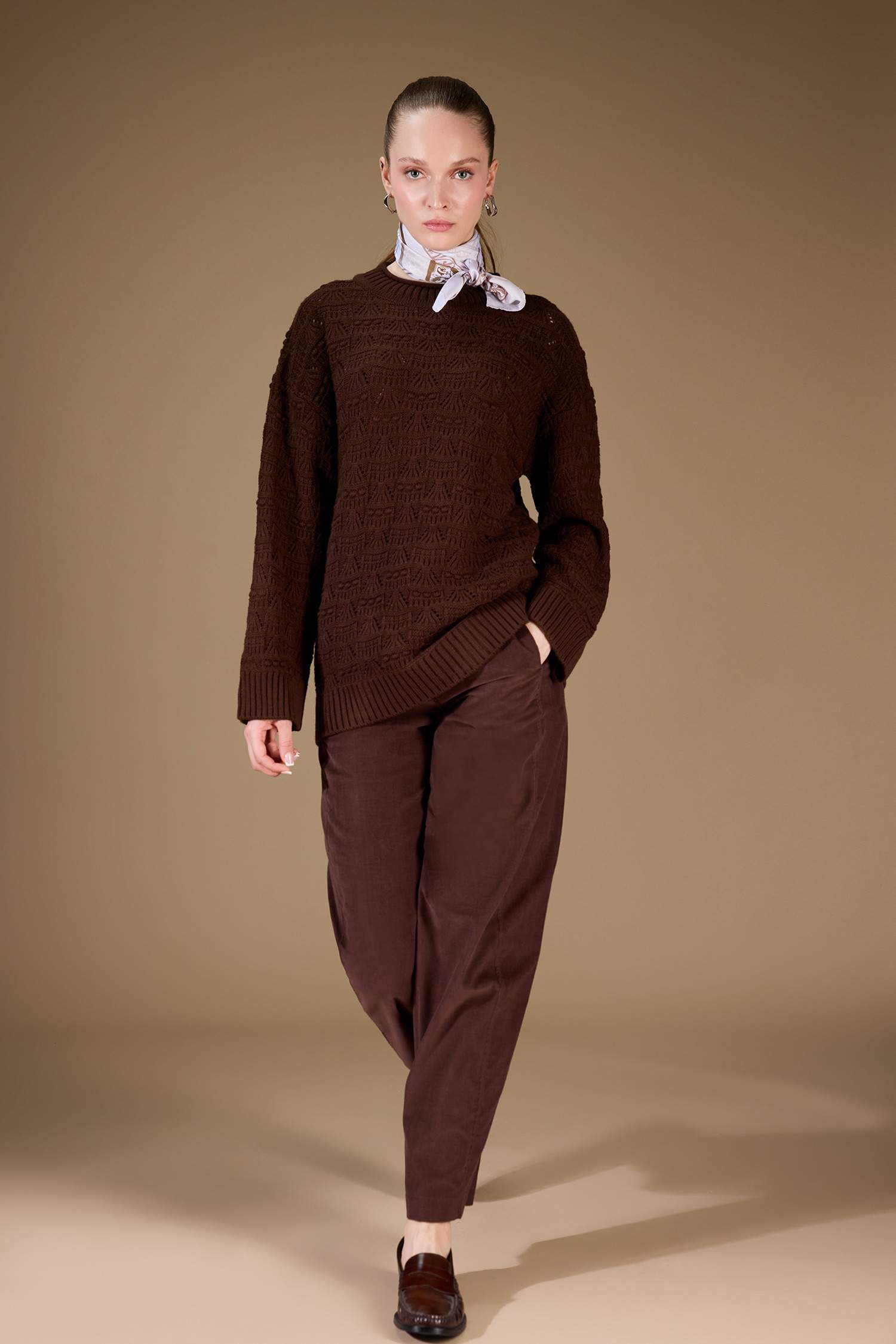 Baggy Fit Fitilli Kadife Pantolon