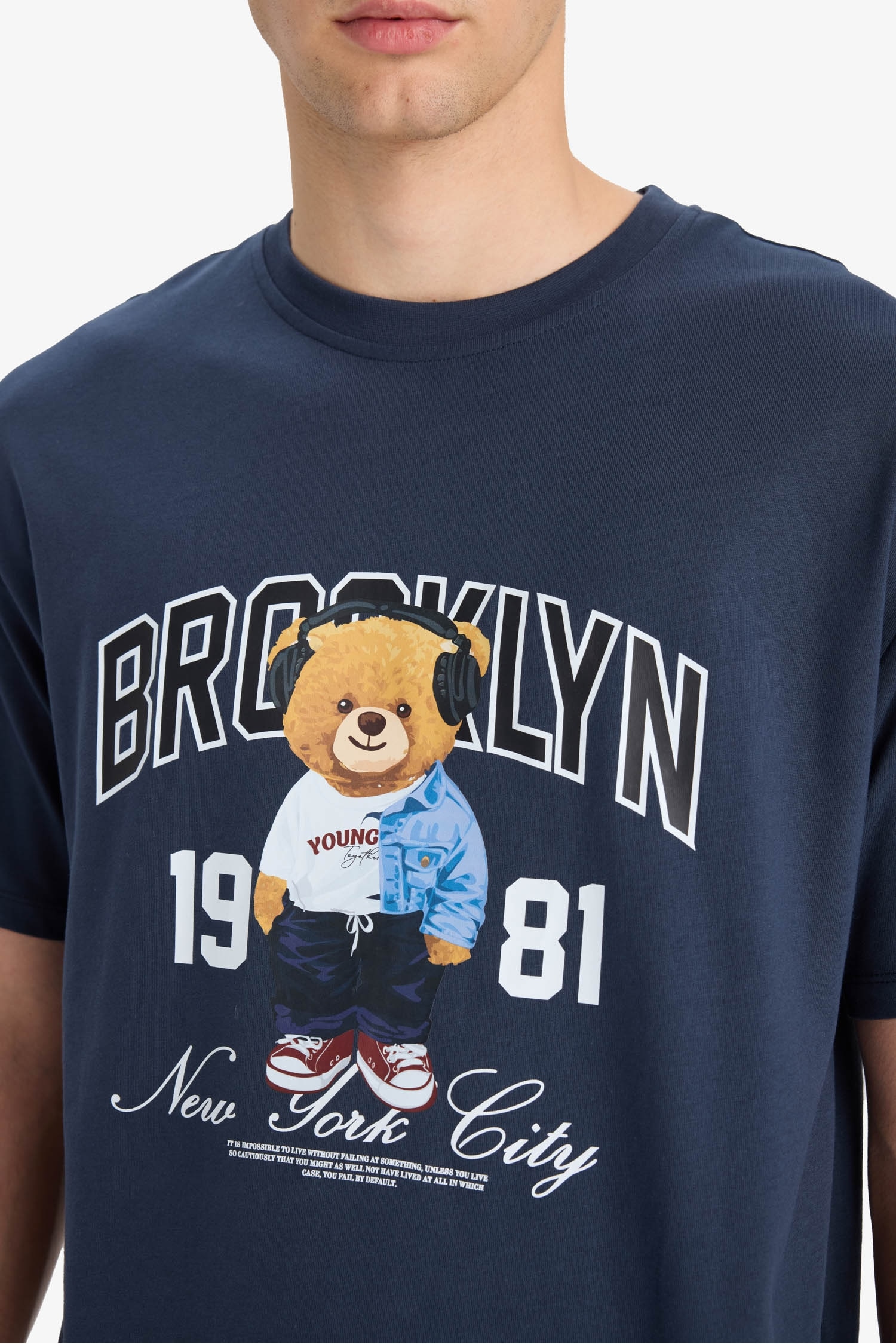 تيشيرت قطن اوفر سايز مطبوع برقبة مستديرة