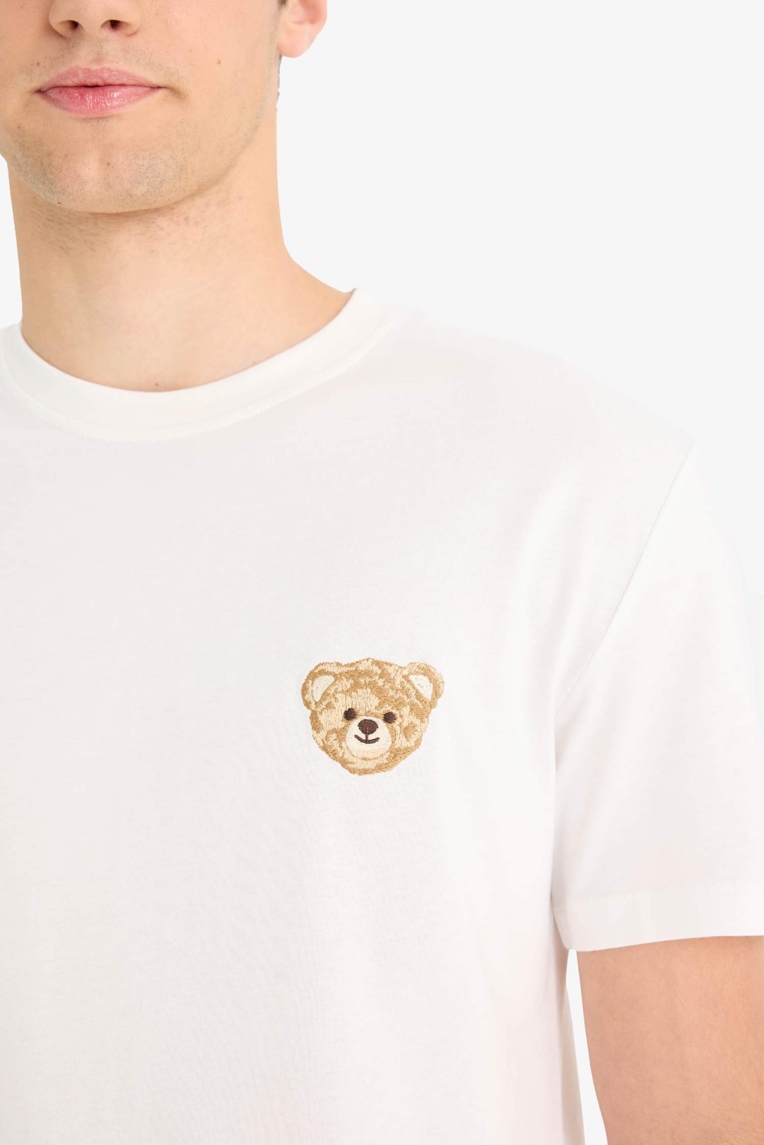 تيشيرت نص ردن قطن مطبوع قصة عادية بياخة مستديرة