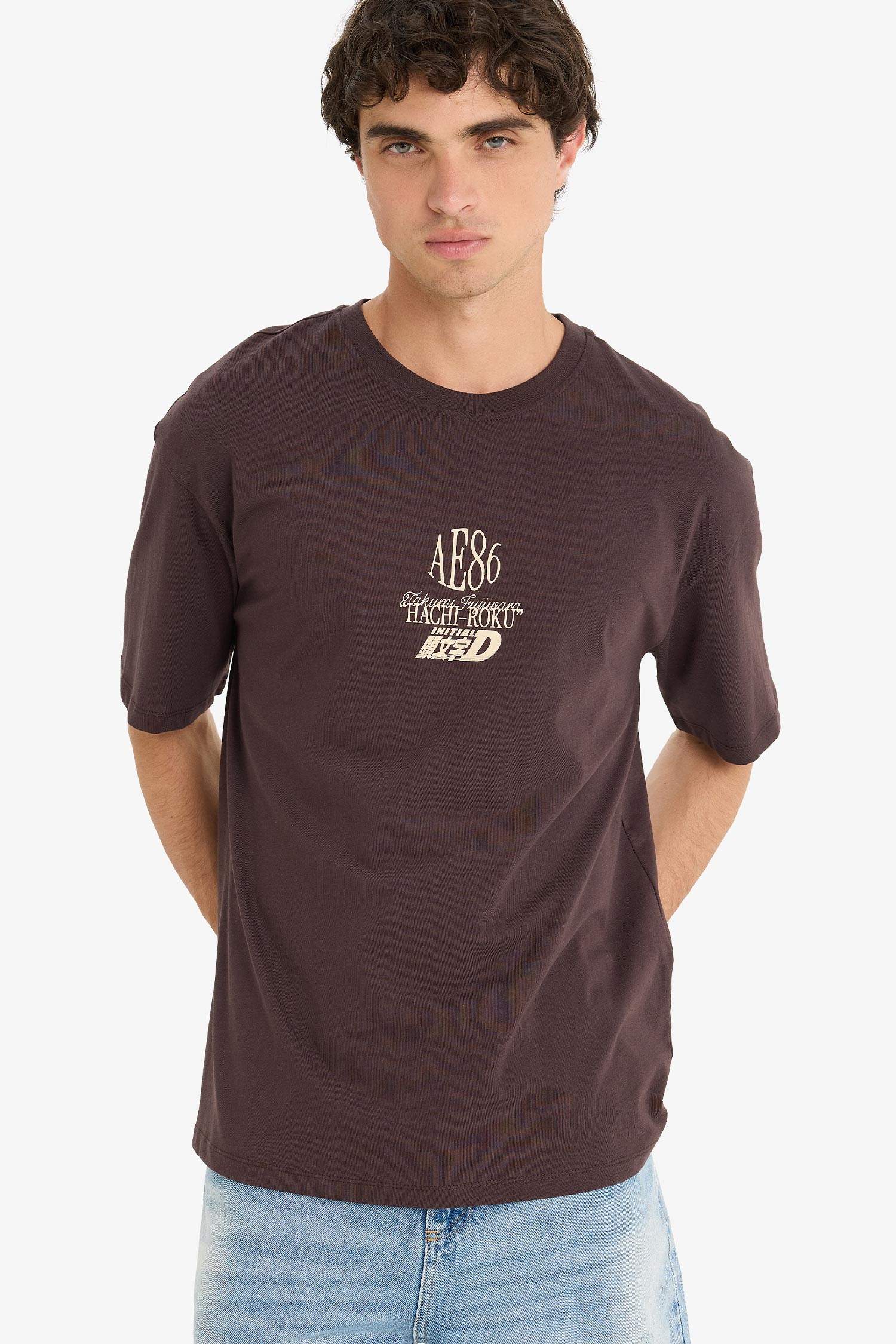 Boxy Fit Crew Neck Printed Short Sleeve T-Shirt