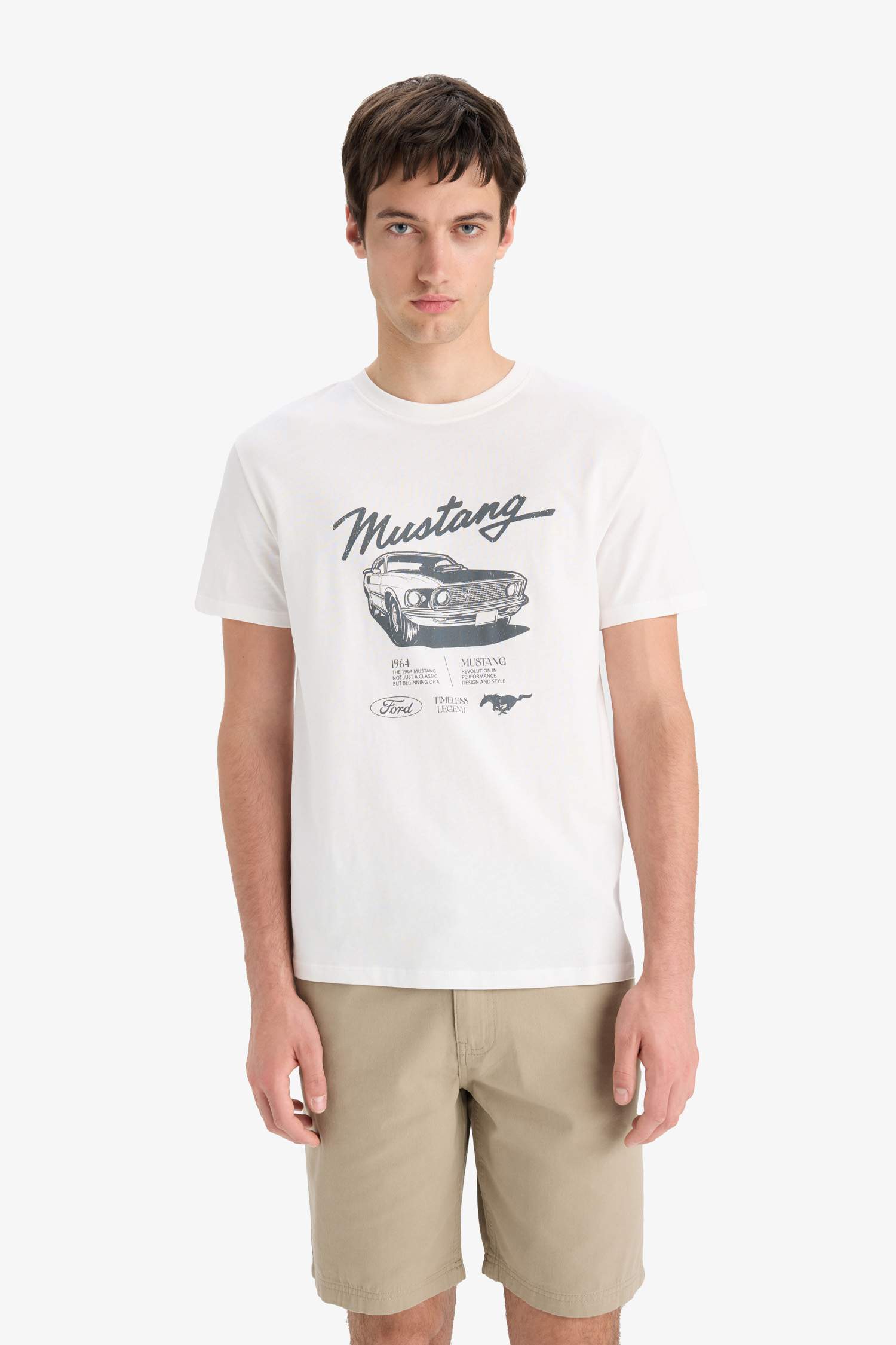 %100 Pamuk Ford Motor Company Regular Fit Bisiklet Yaka Kısa Kollu Tişört