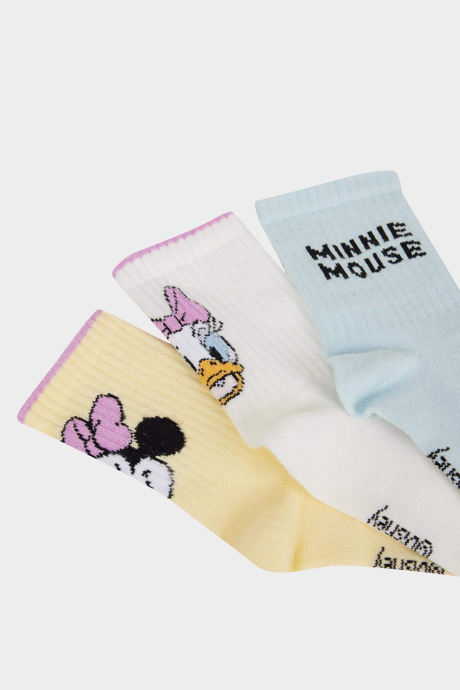 Kız Çocuk Disney Mickey & Minnie 3'lü Pamuklu Uzun Çorap