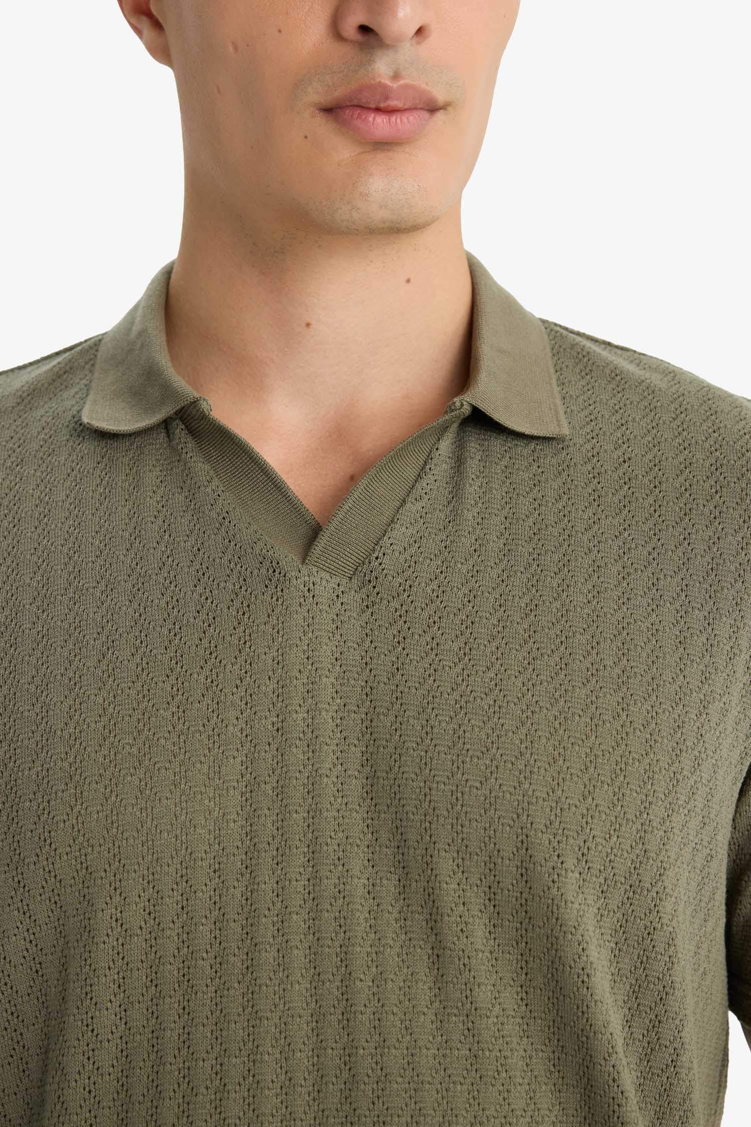 Knitwear Look Polo T-Shirt