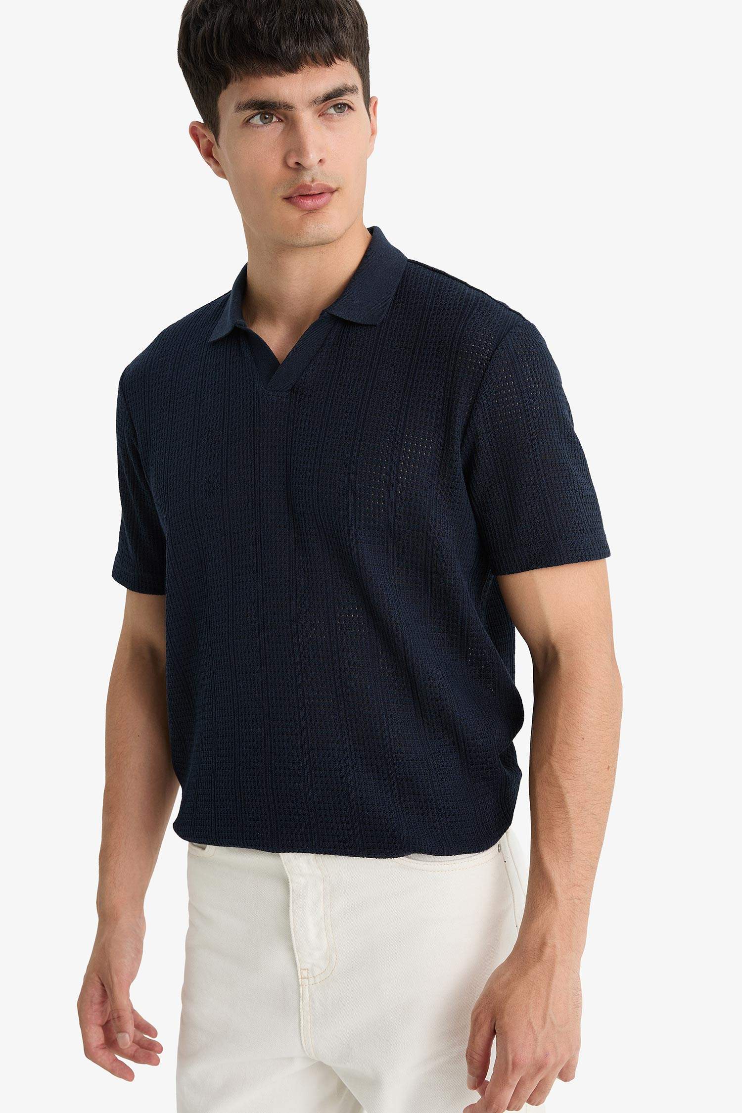 Knitwear Look Polo T-Shirt