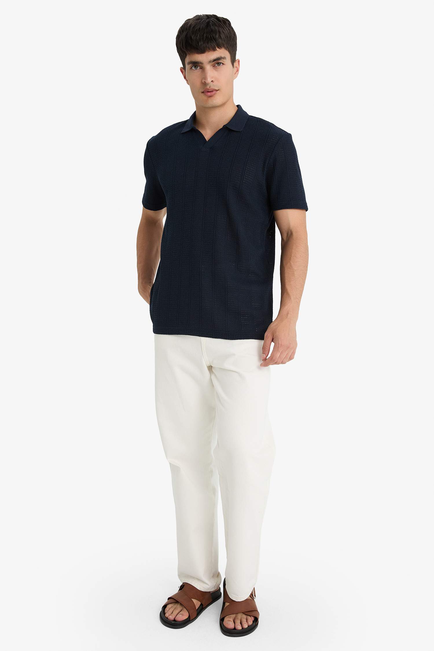 Knitwear Look Polo T-Shirt