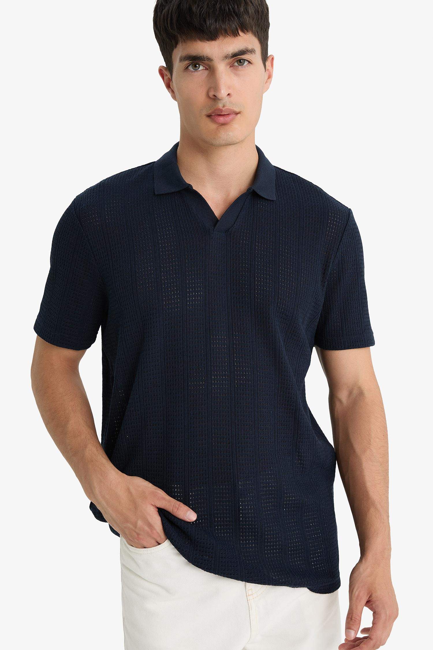 Knitwear Look Polo T-Shirt
