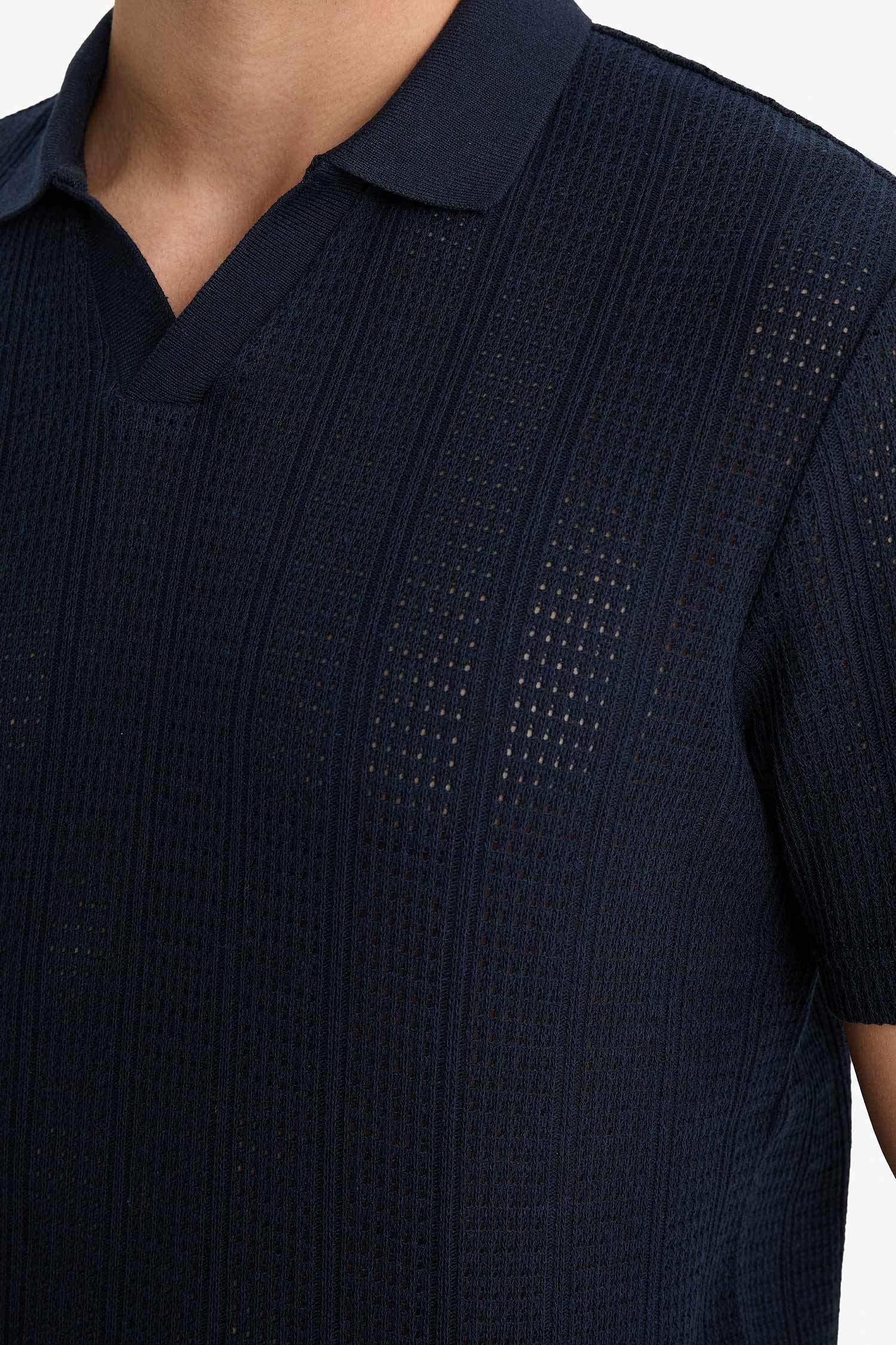 Knitwear Look Polo T-Shirt