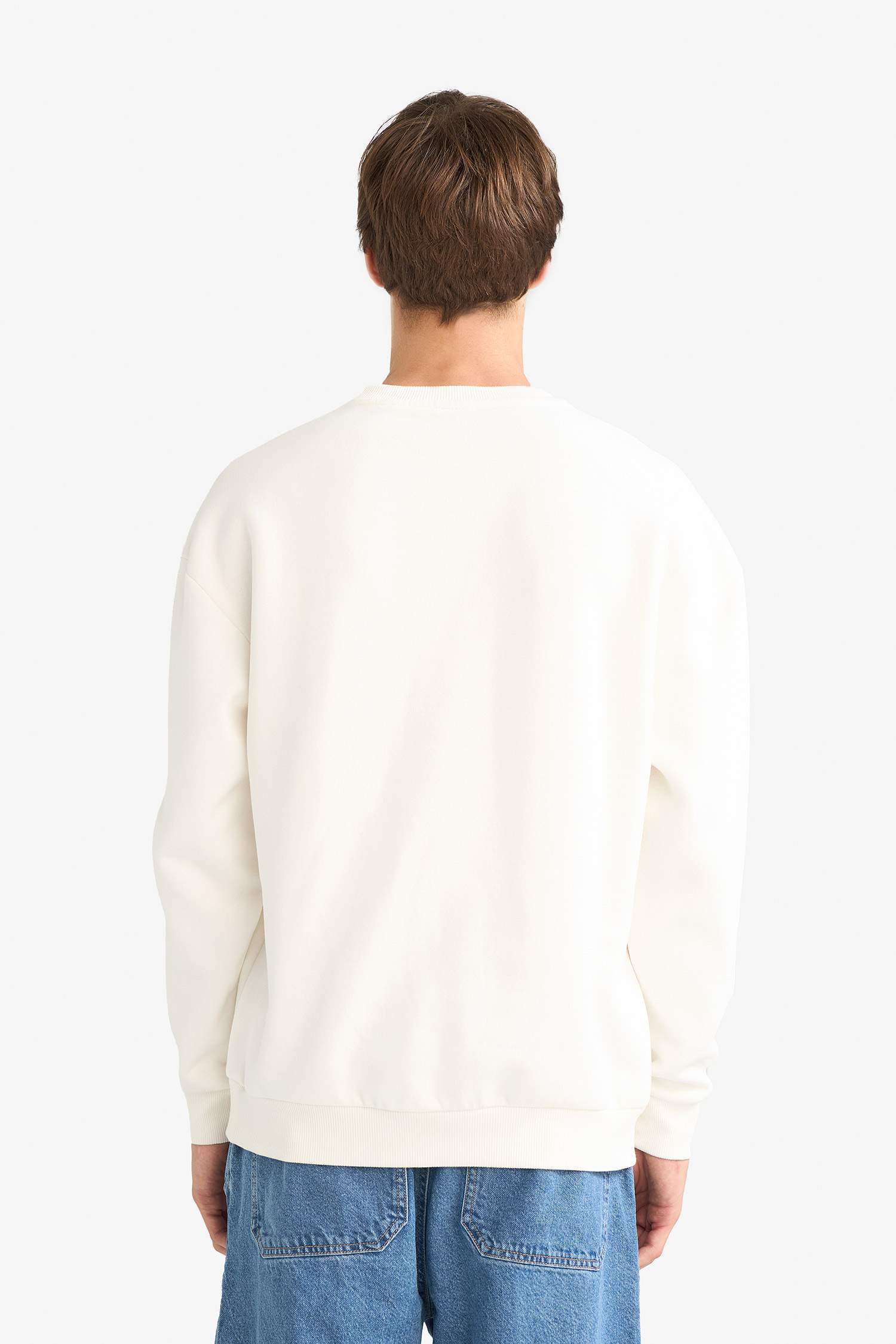 سويت شيرت مطبوع أوفر سايز بياقة مستديرة