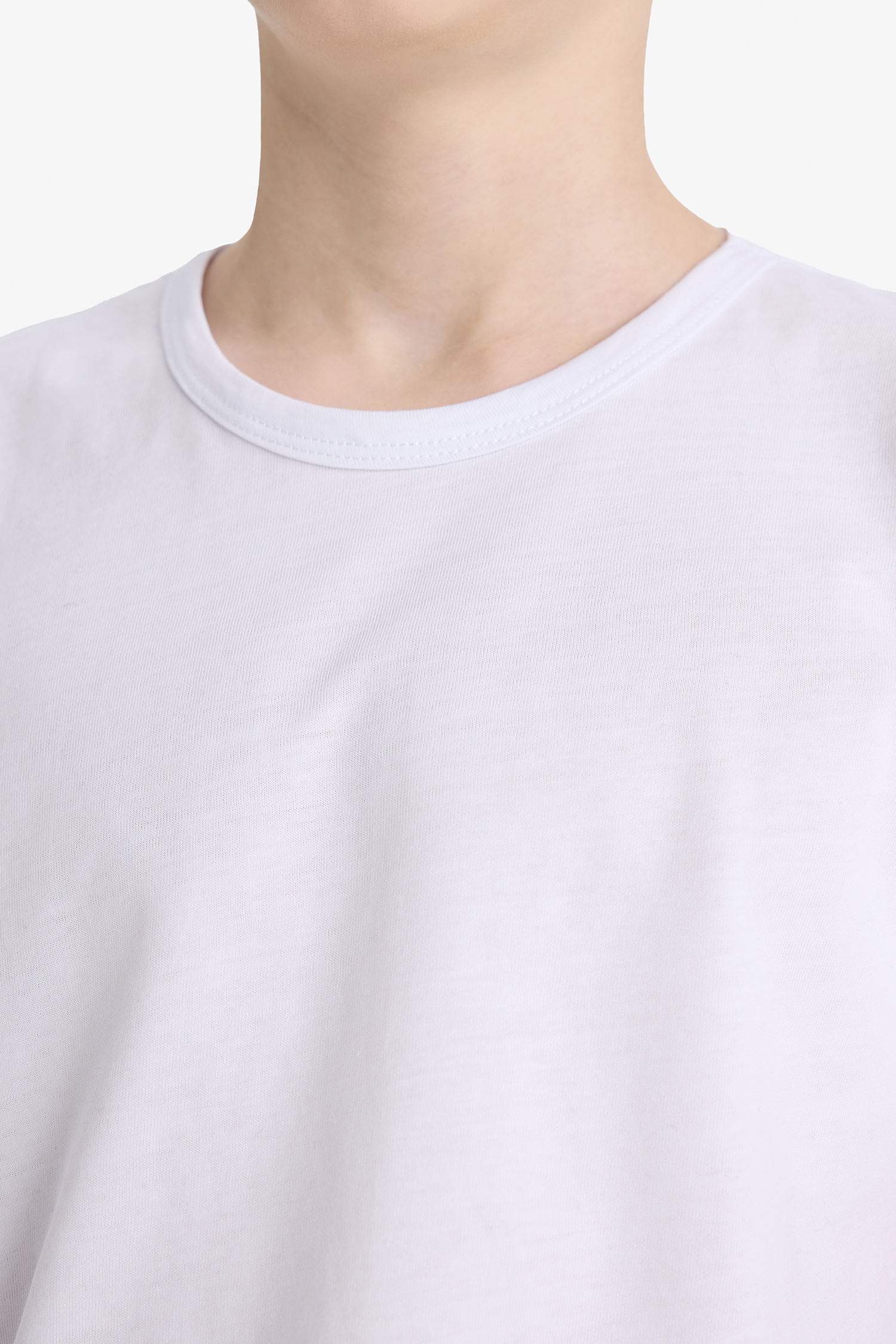 Erkek Çocuk Bisiklet Yaka Basic Düz Beyaz Tişört