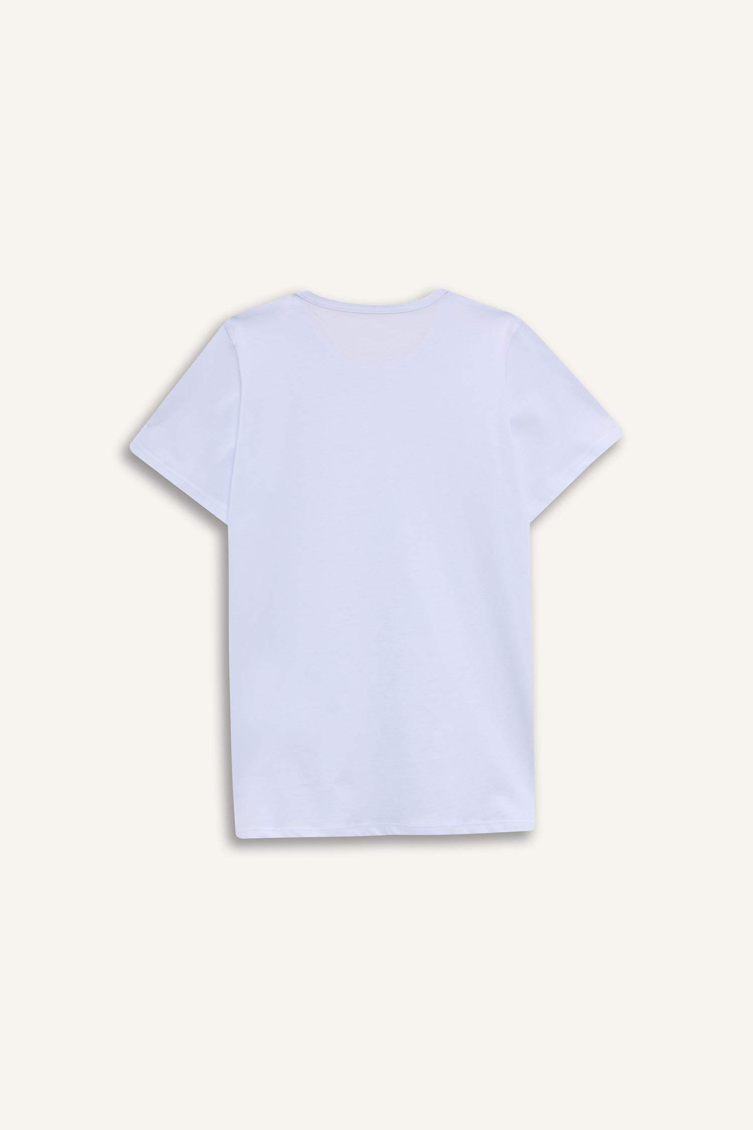 Erkek Çocuk Bisiklet Yaka Basic Düz Beyaz Tişört