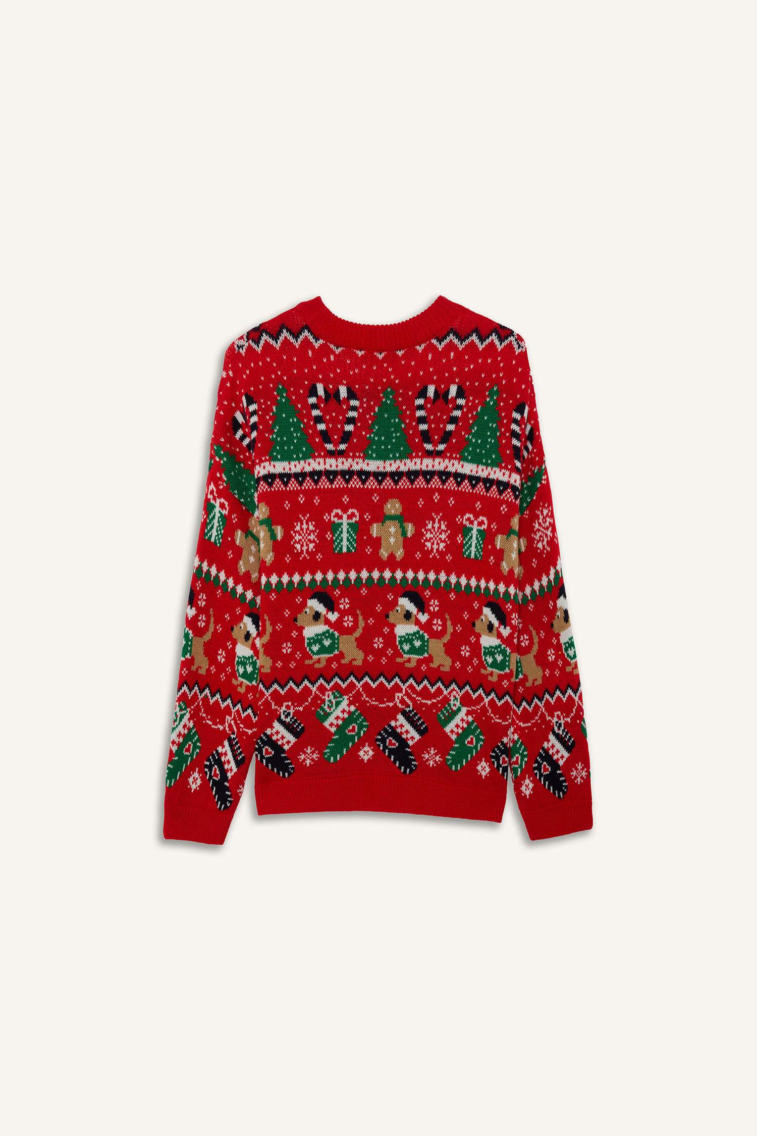 Yılbaşı Temalı Regular Fit Bisiklet Yaka Kazak