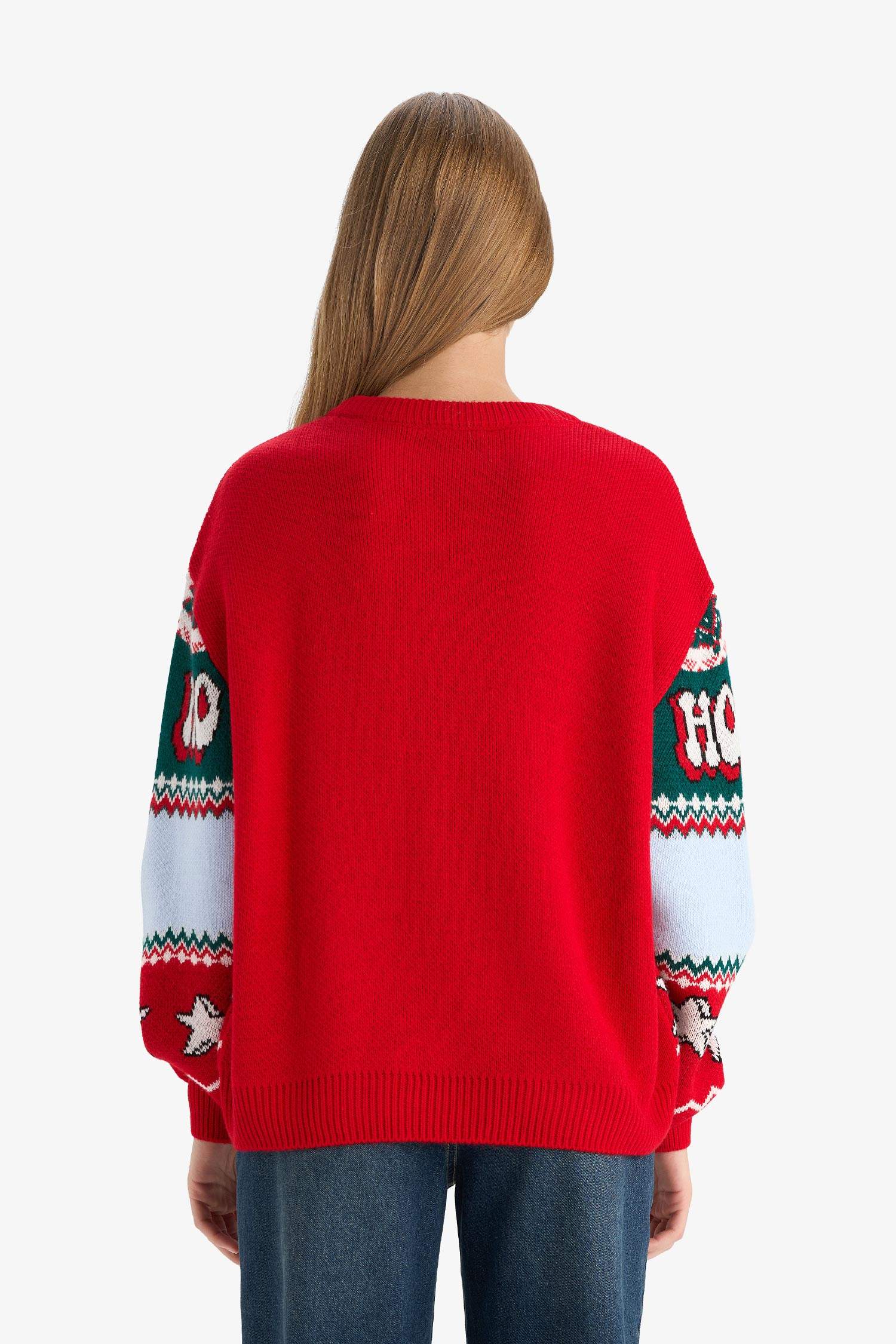 Yılbaşı Temalı Regular Fit Bisiklet Yaka Kazak