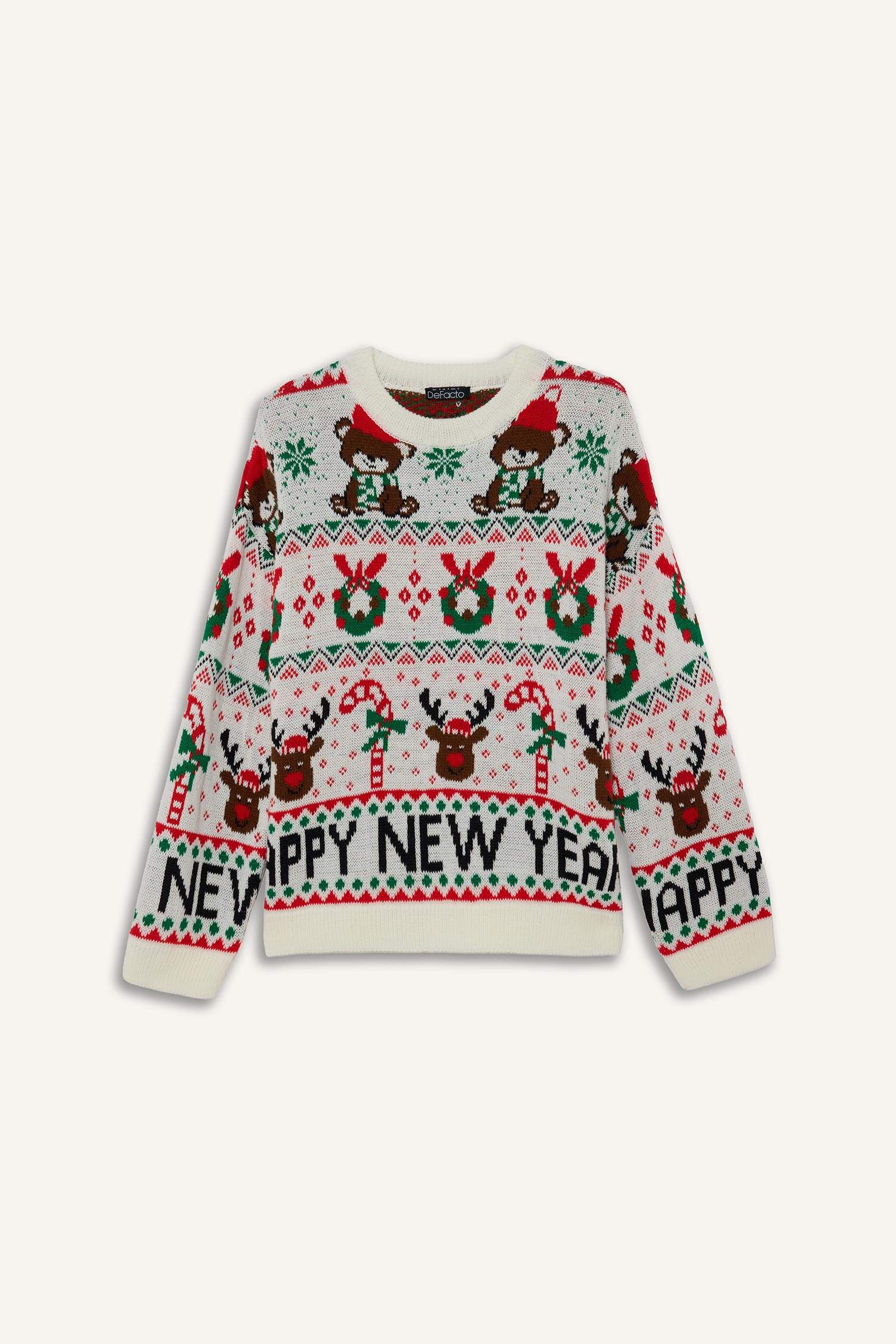 Christmas Themed Regular Fit Crew Neck Pullover
