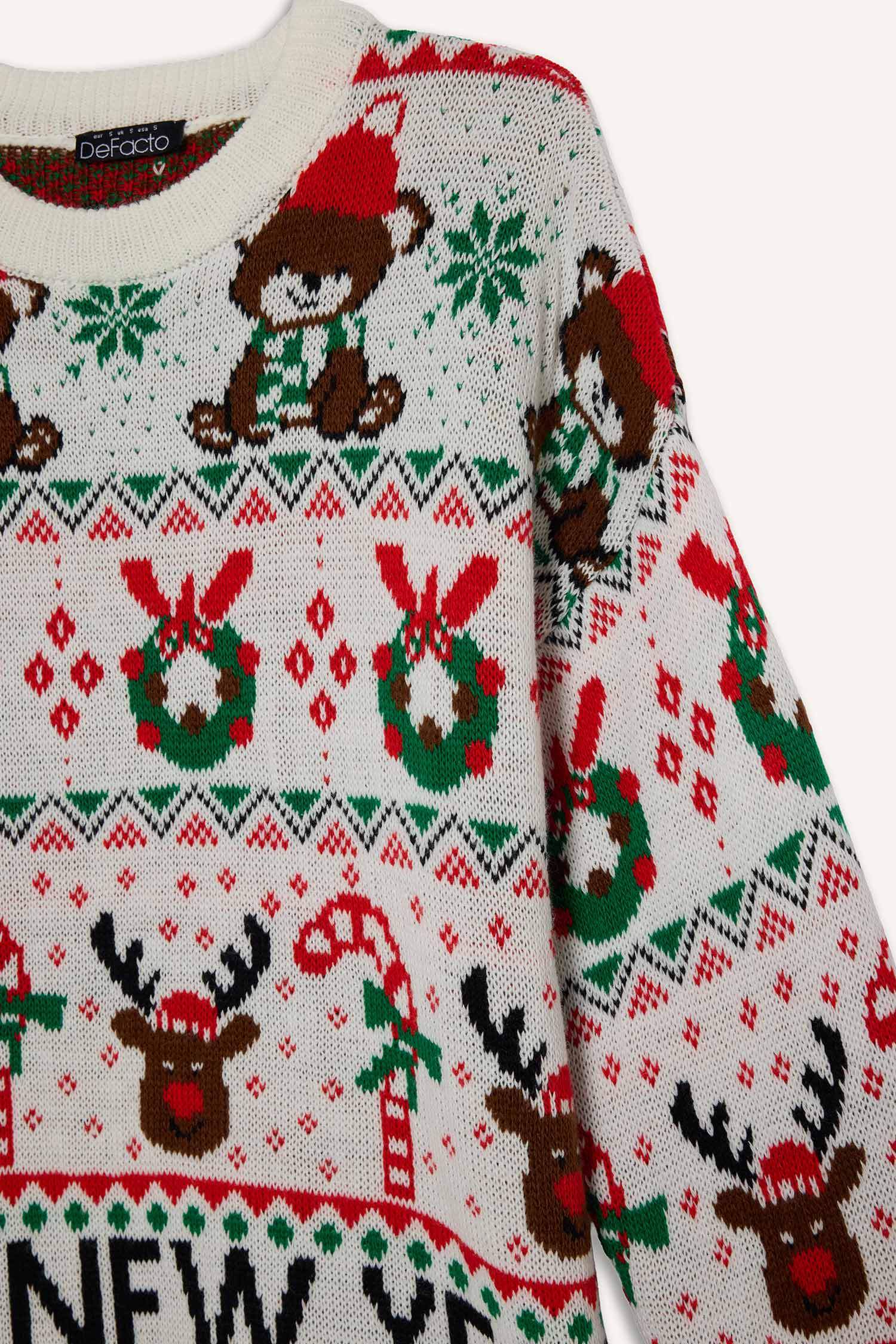 Christmas Themed Regular Fit Crew Neck Pullover