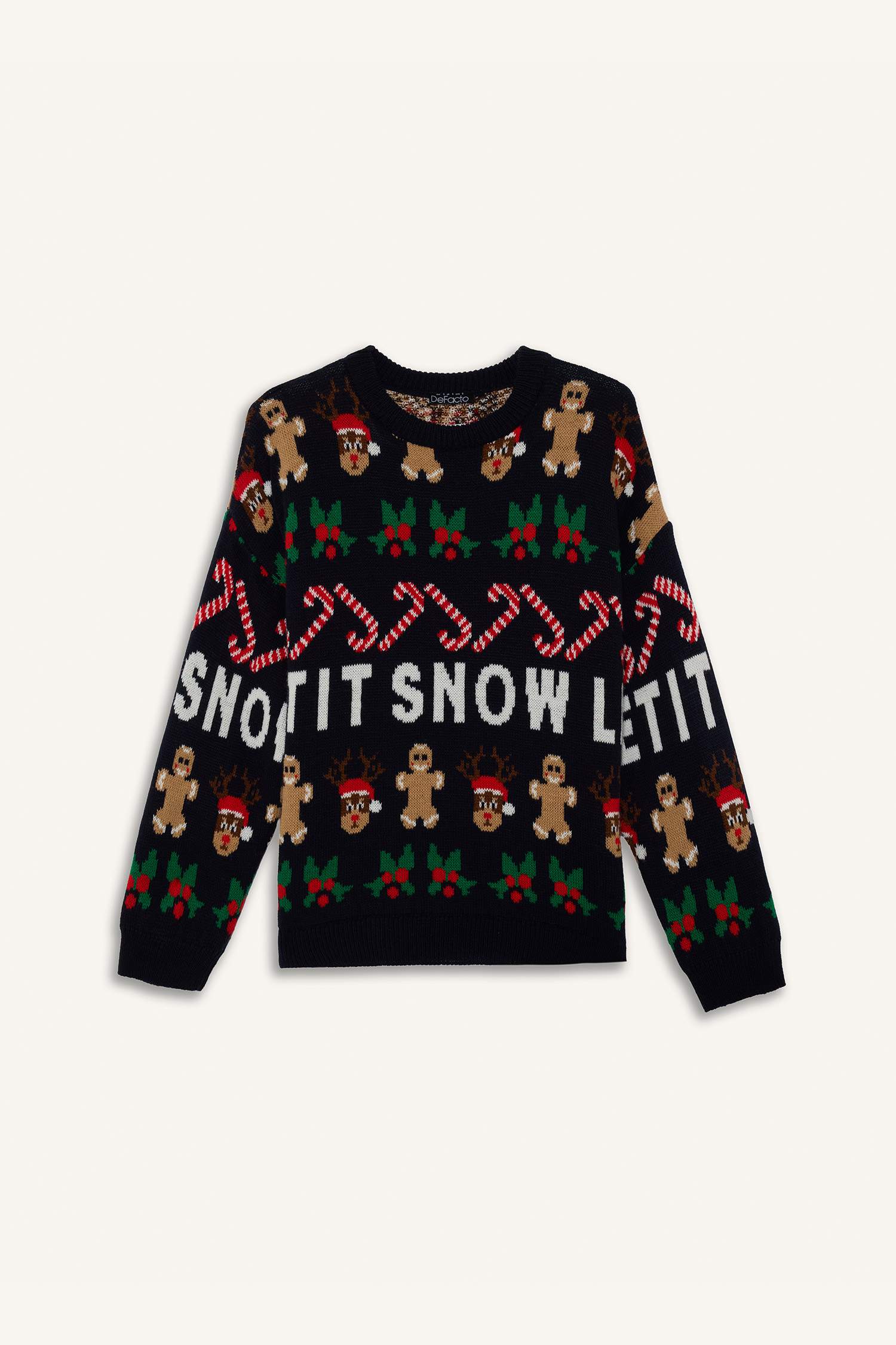 بلوز تريكو قصة عادية بياخة مستديرة وطبعة كريسماس