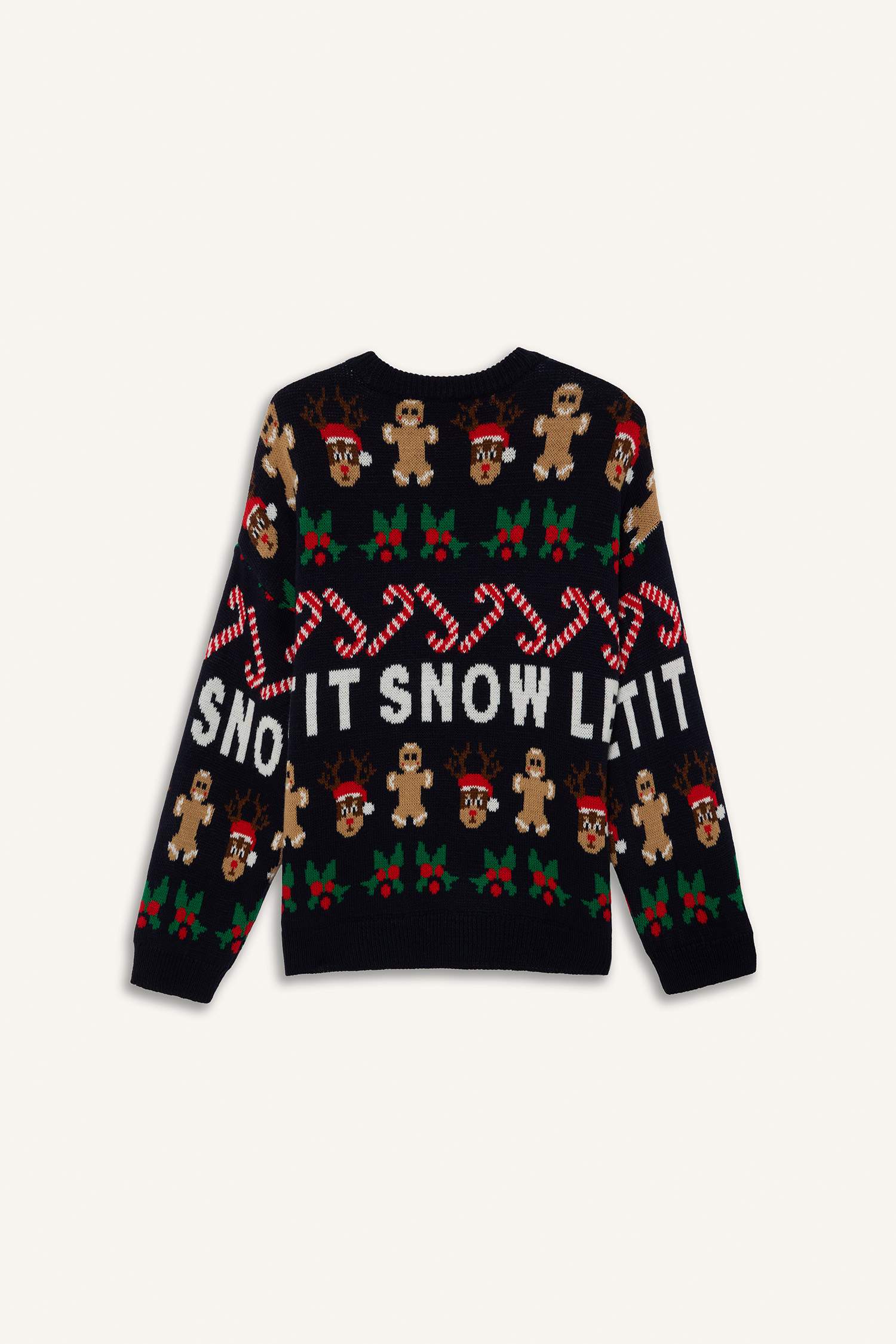 بلوز تريكو قصة عادية بياخة مستديرة وطبعة كريسماس