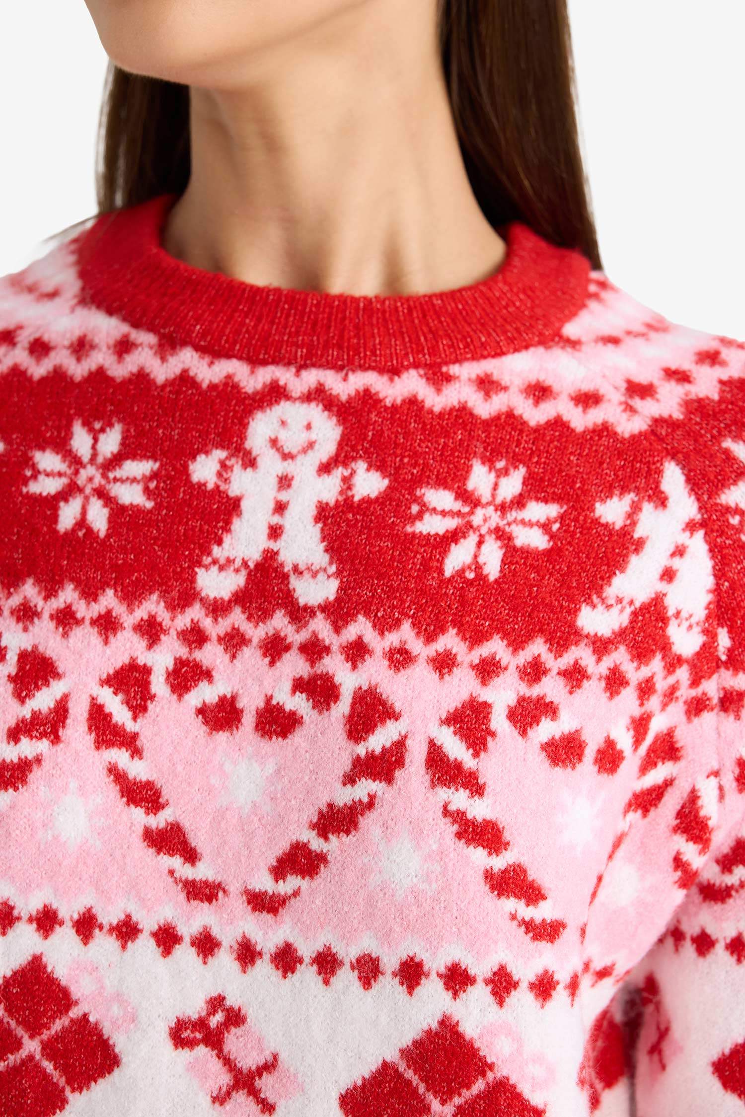 Свитер с круглым вырезом Regular Fit с блоками цвета на новогоднюю тематику