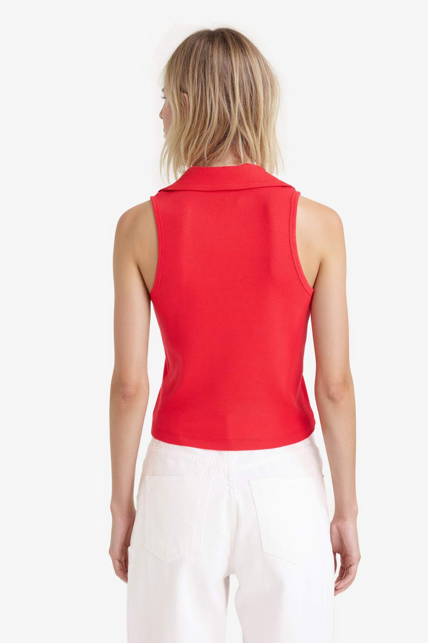 Slim Fit Dar Kesim Polo Yaka Ribana Atlet