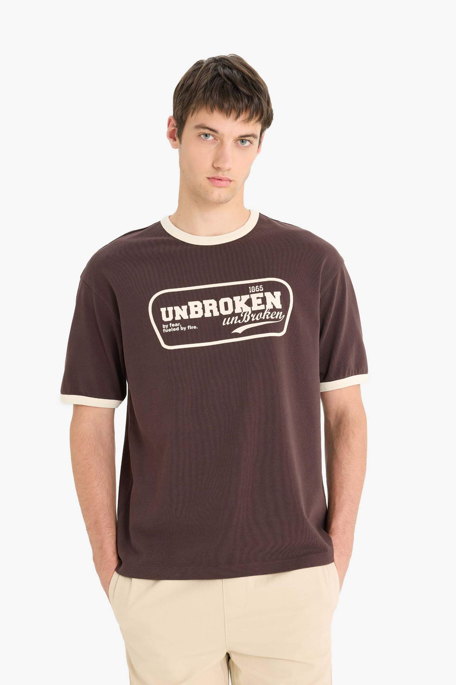 Cotton Boxy Fit Crew Neck Printed T-Shirt