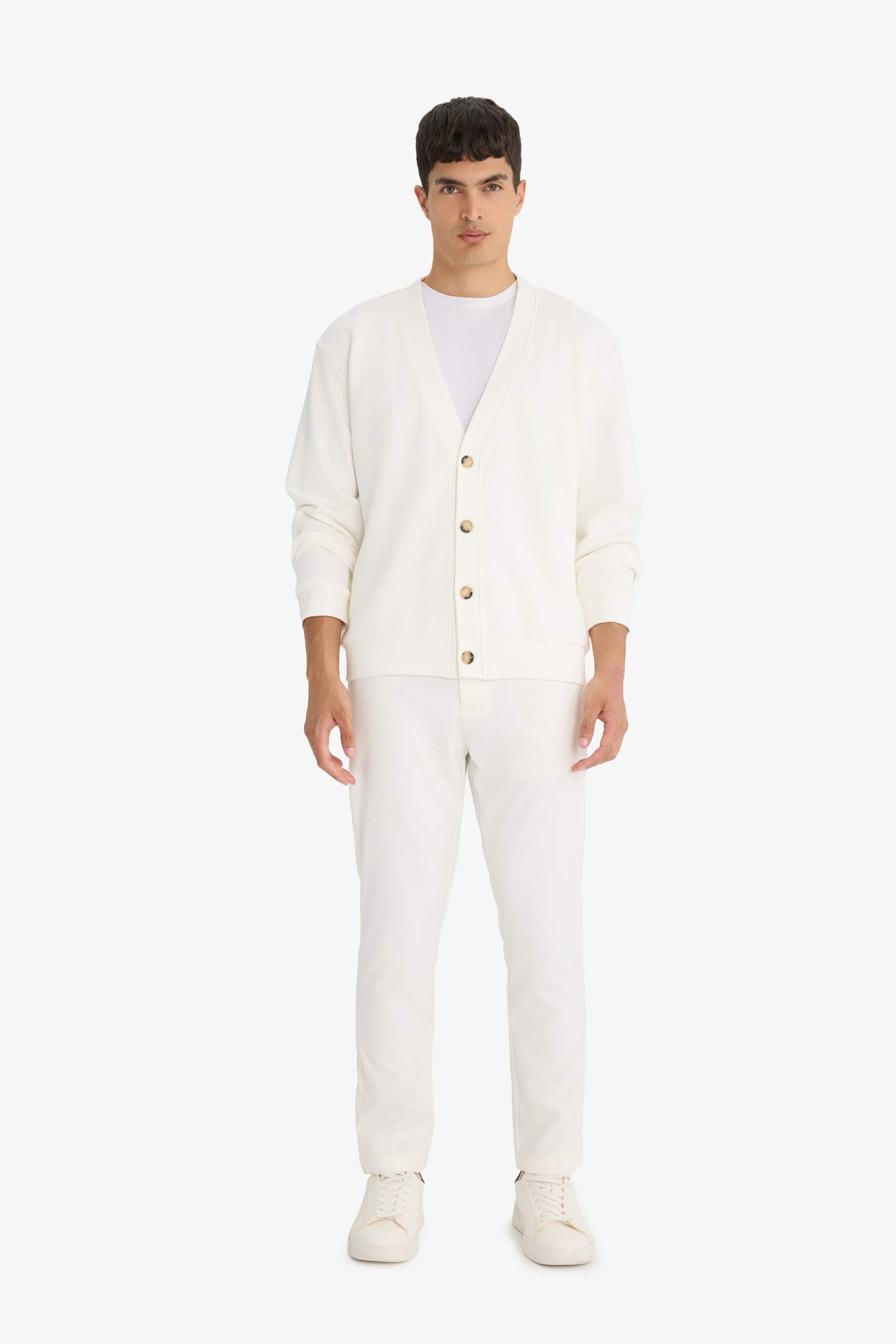 Buttoned V-Neck Cardigan