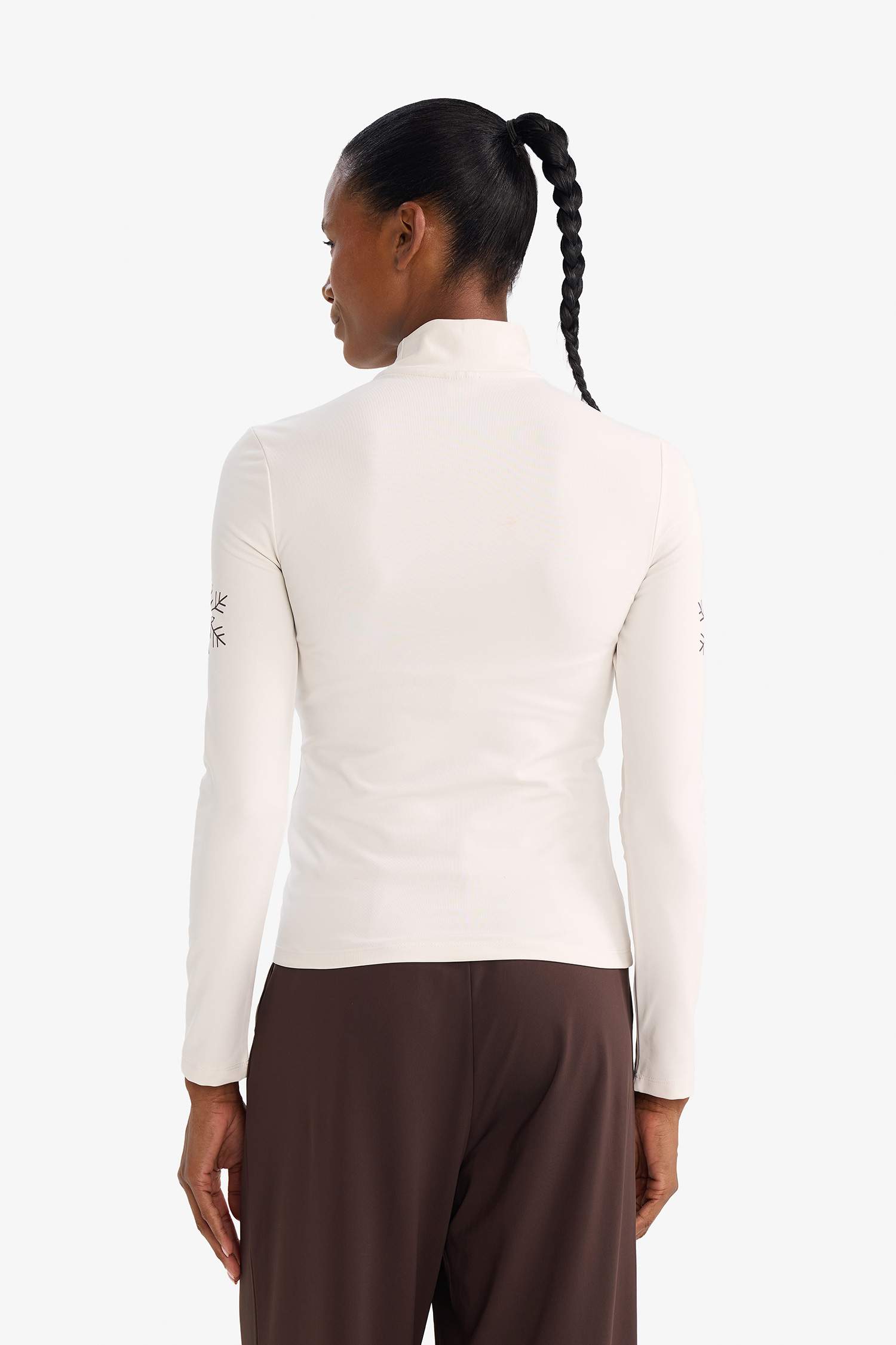 DeFactoFit Slim Fit Dar Kesim Dik Yaka İçi Şardonlu Sporcu Uzun Kollu Tişört