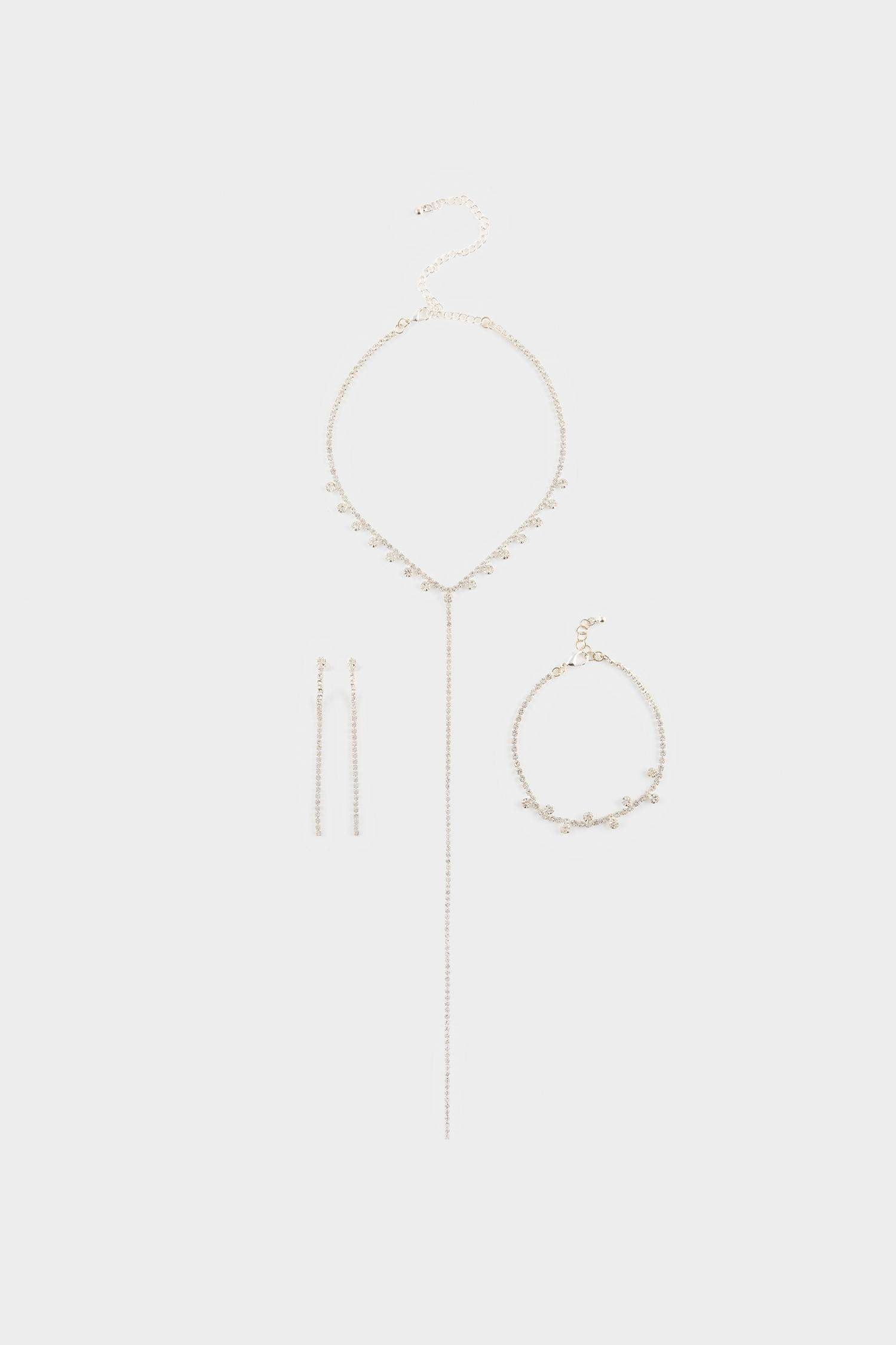 DCEY x DeFacto Kadın Taşlı Kolye Küpe Bileklik Seti