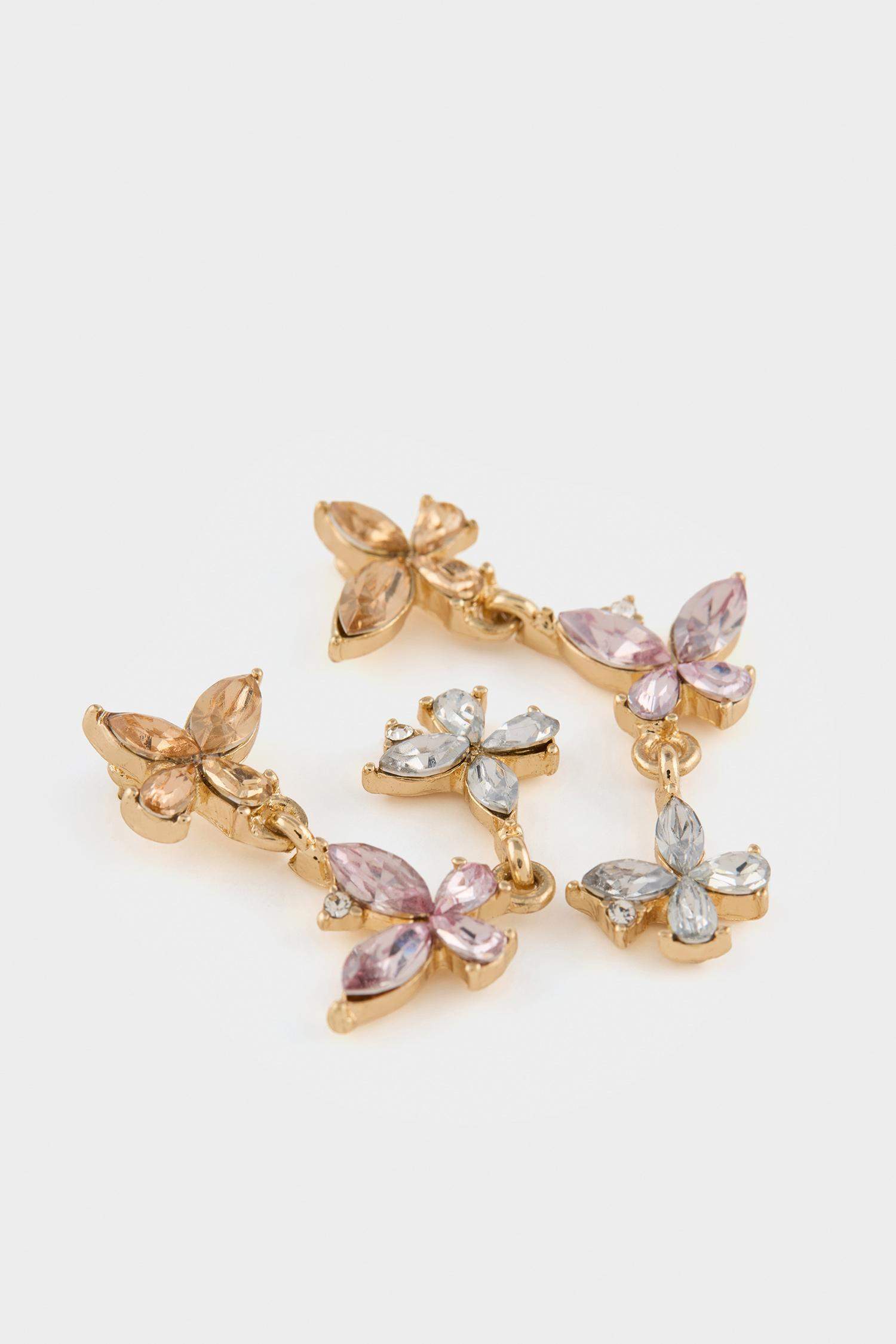 DCEY x DeFacto Kadın Çiçekli Taşlı Gold Küpe