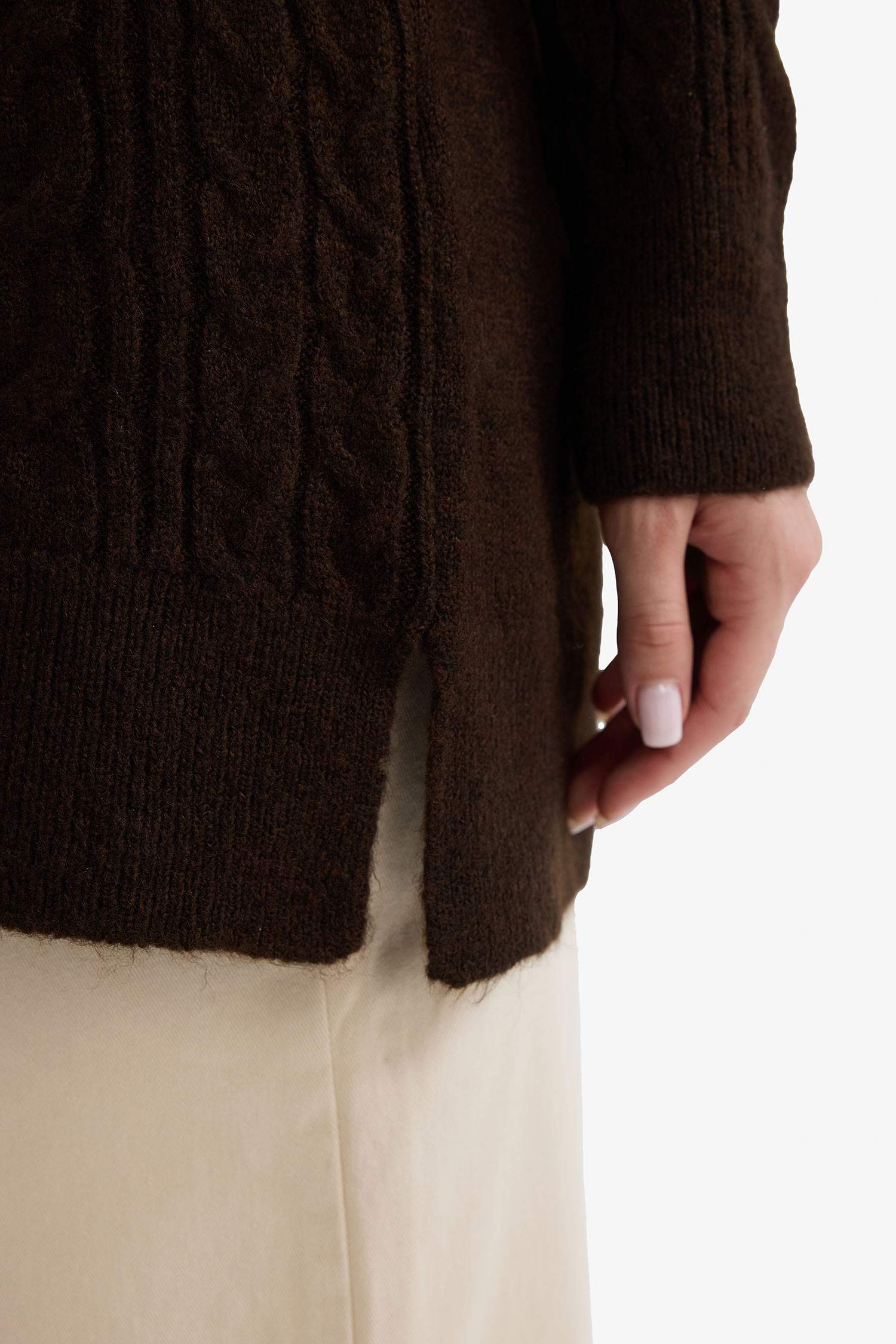 تونيك تريكو قصة مريحة بياقة مستديرة