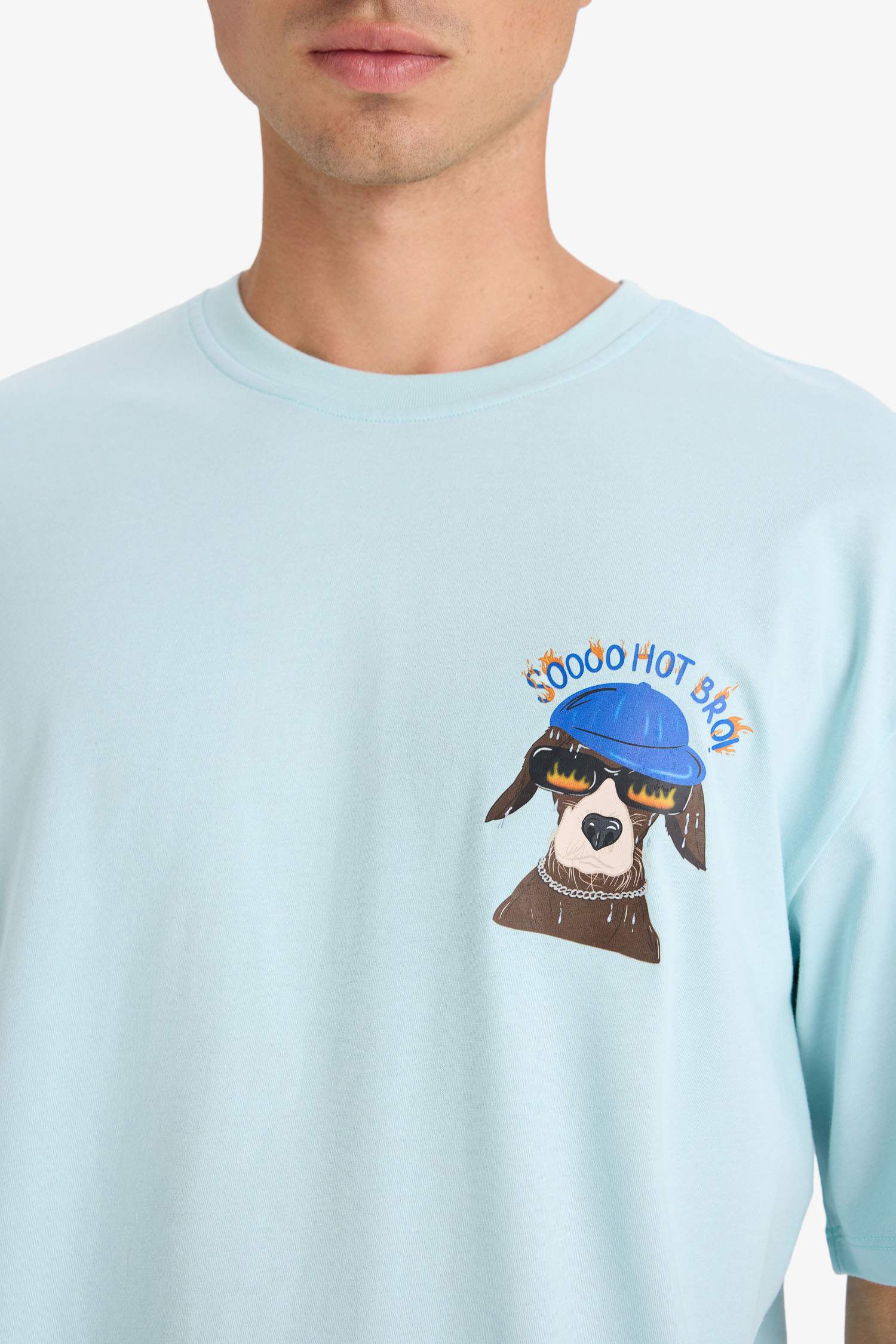 Boxy Fit Crew Neck Printed Short Sleeve T-Shirt