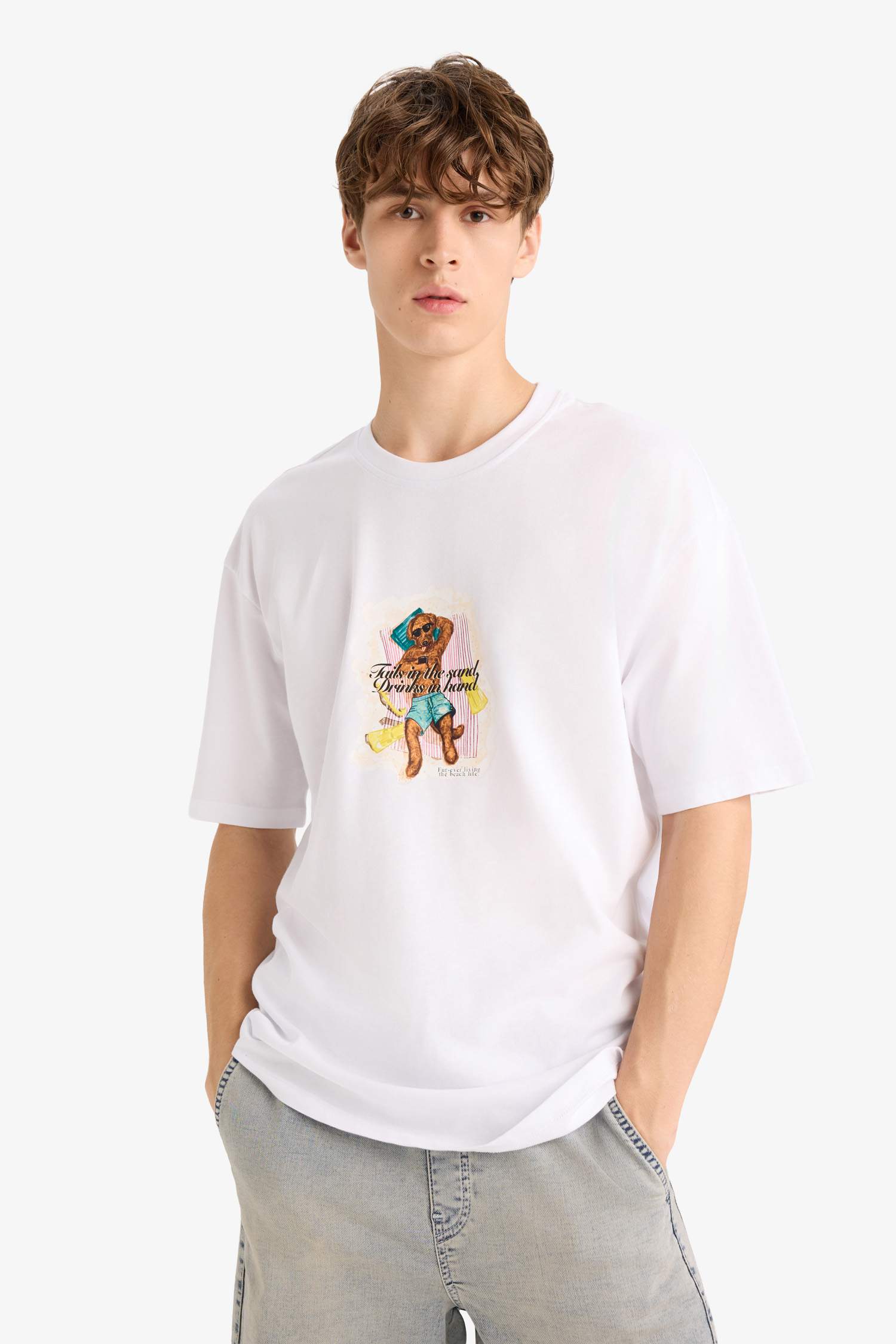 تيشيرت نص ردن اوفر سايز بياخة مستديرة