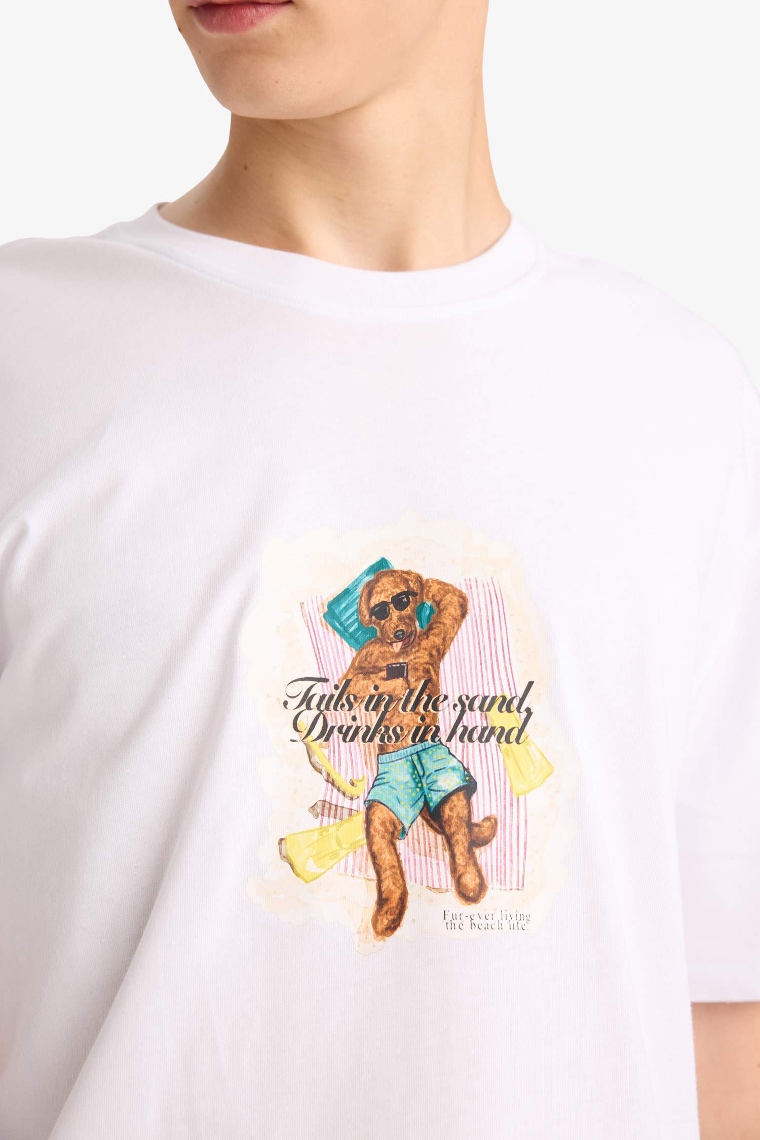 تيشيرت نص ردن اوفر سايز بياخة مستديرة