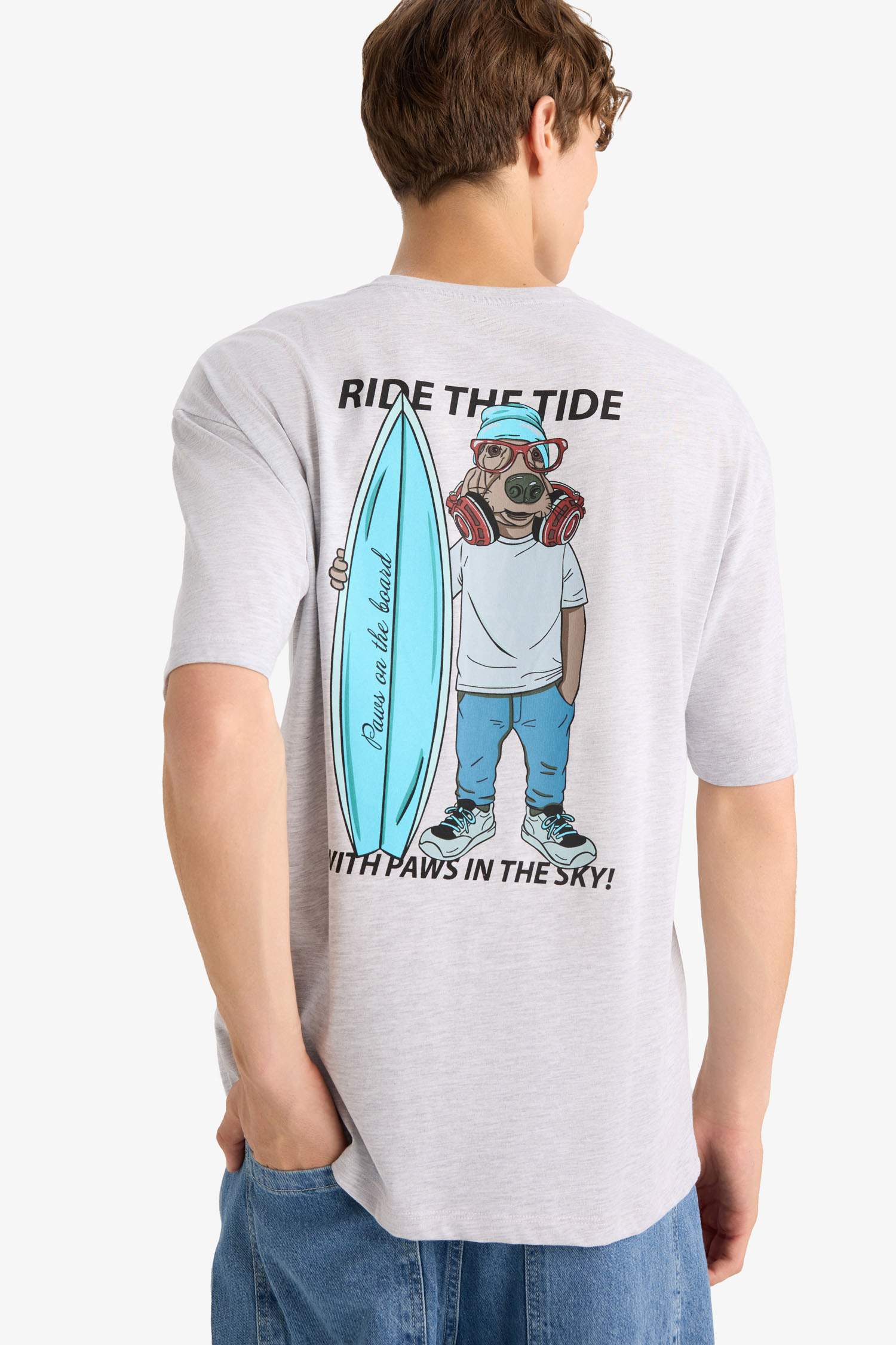 Boxy Fit Crew Neck Printed Short Sleeve T-Shirt