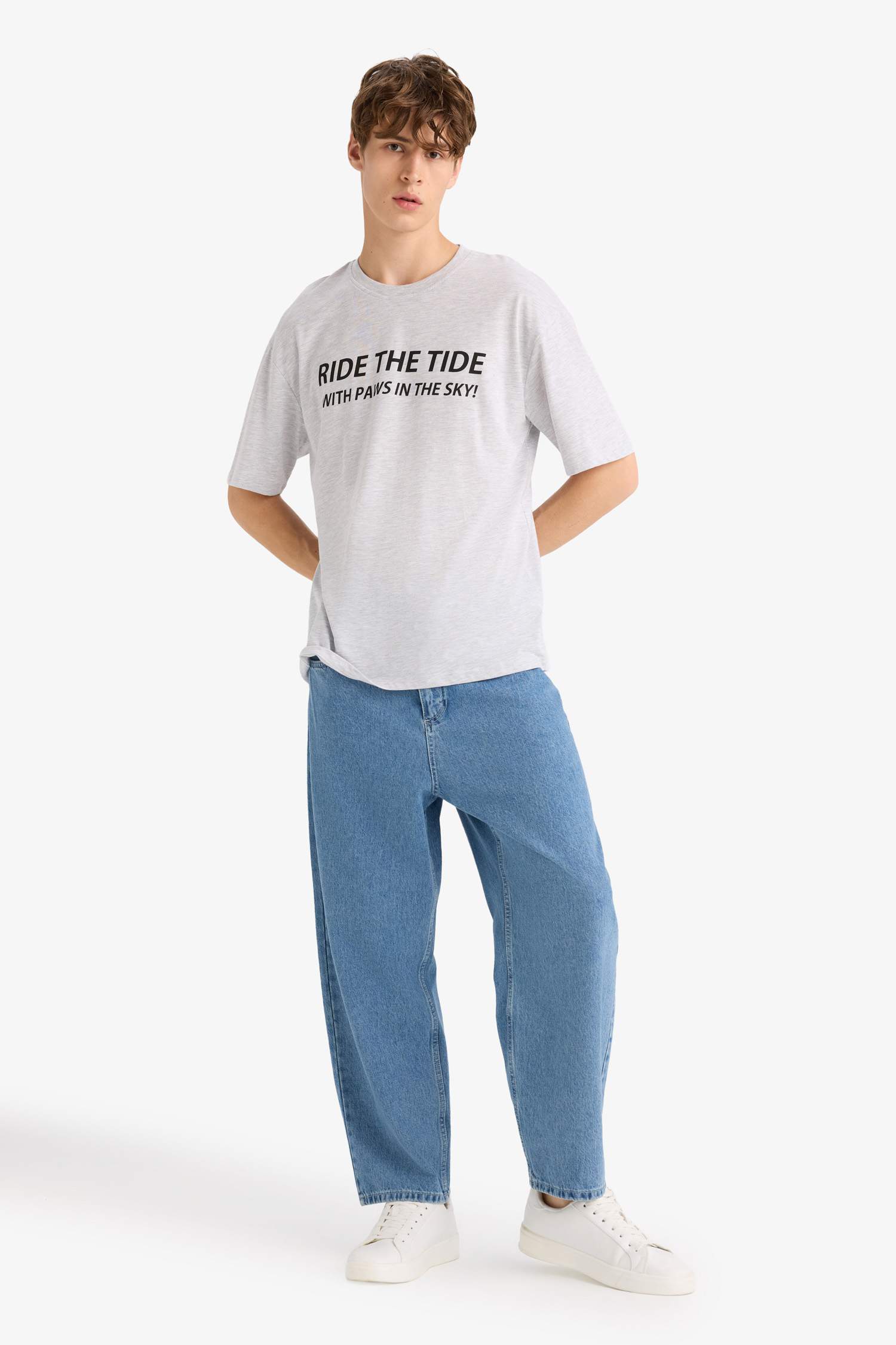 Boxy Fit Crew Neck Printed Short Sleeve T-Shirt