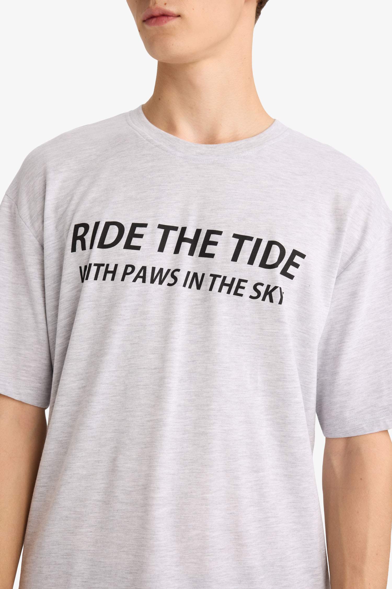 Boxy Fit Crew Neck Printed Short Sleeve T-Shirt