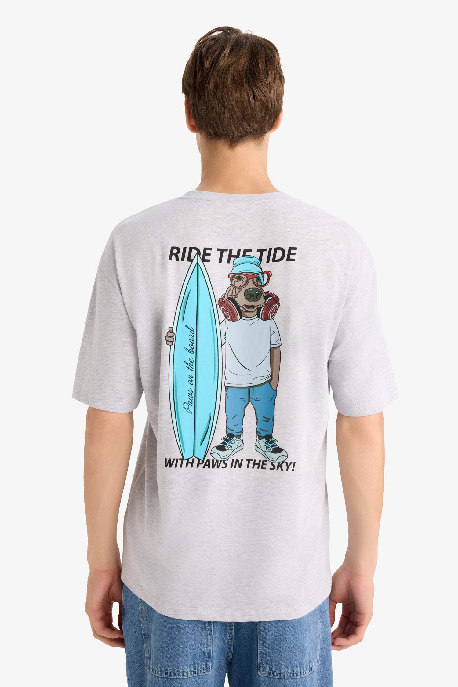 Boxy Fit Crew Neck Printed Short Sleeve T-Shirt