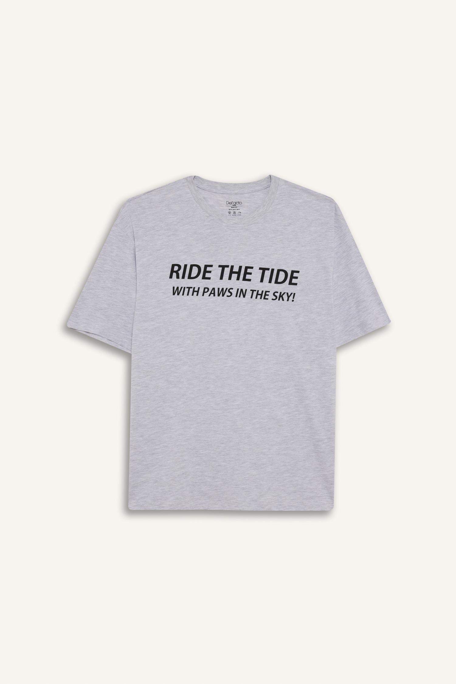 Boxy Fit Crew Neck Printed Short Sleeve T-Shirt