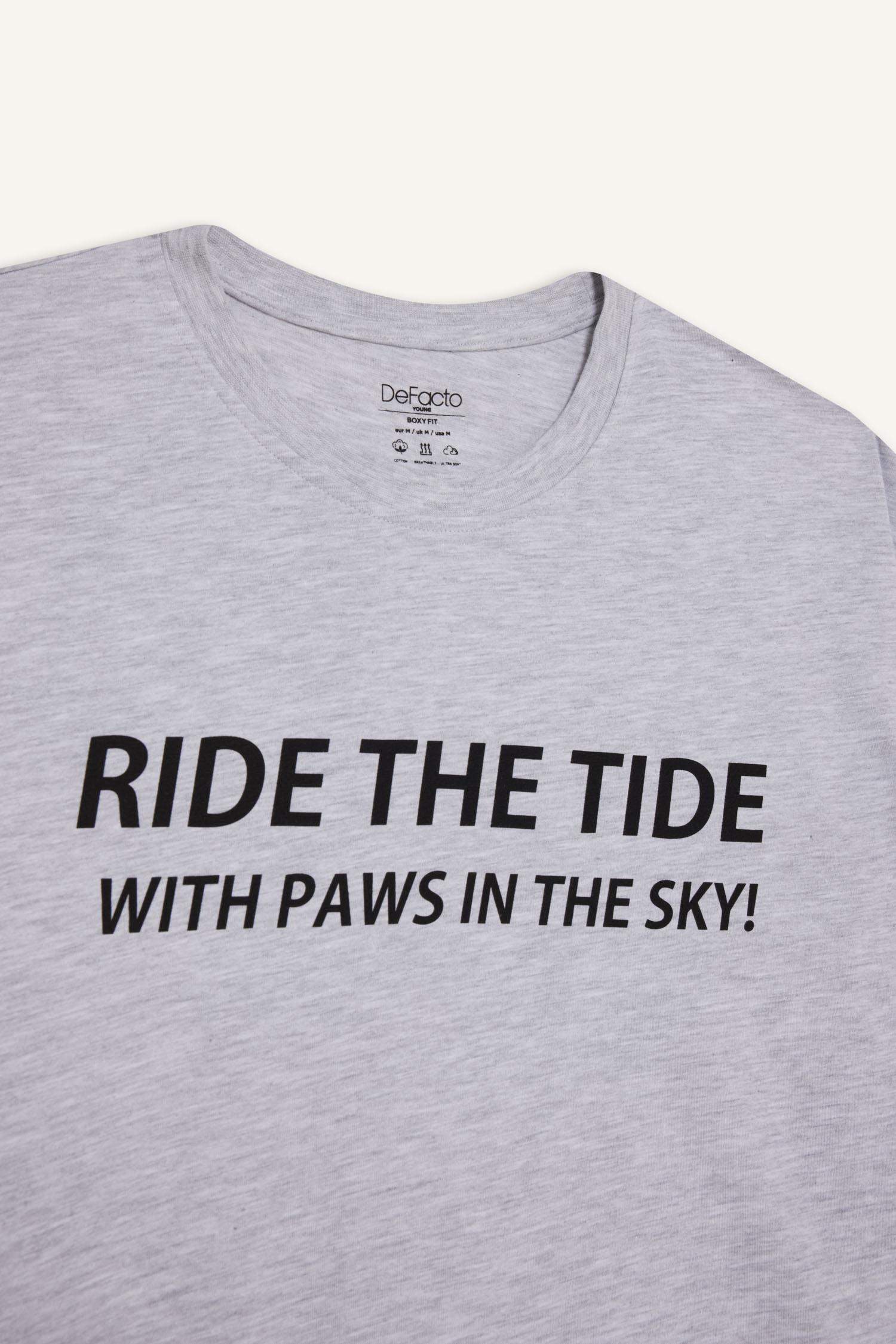 Boxy Fit Crew Neck Printed Short Sleeve T-Shirt