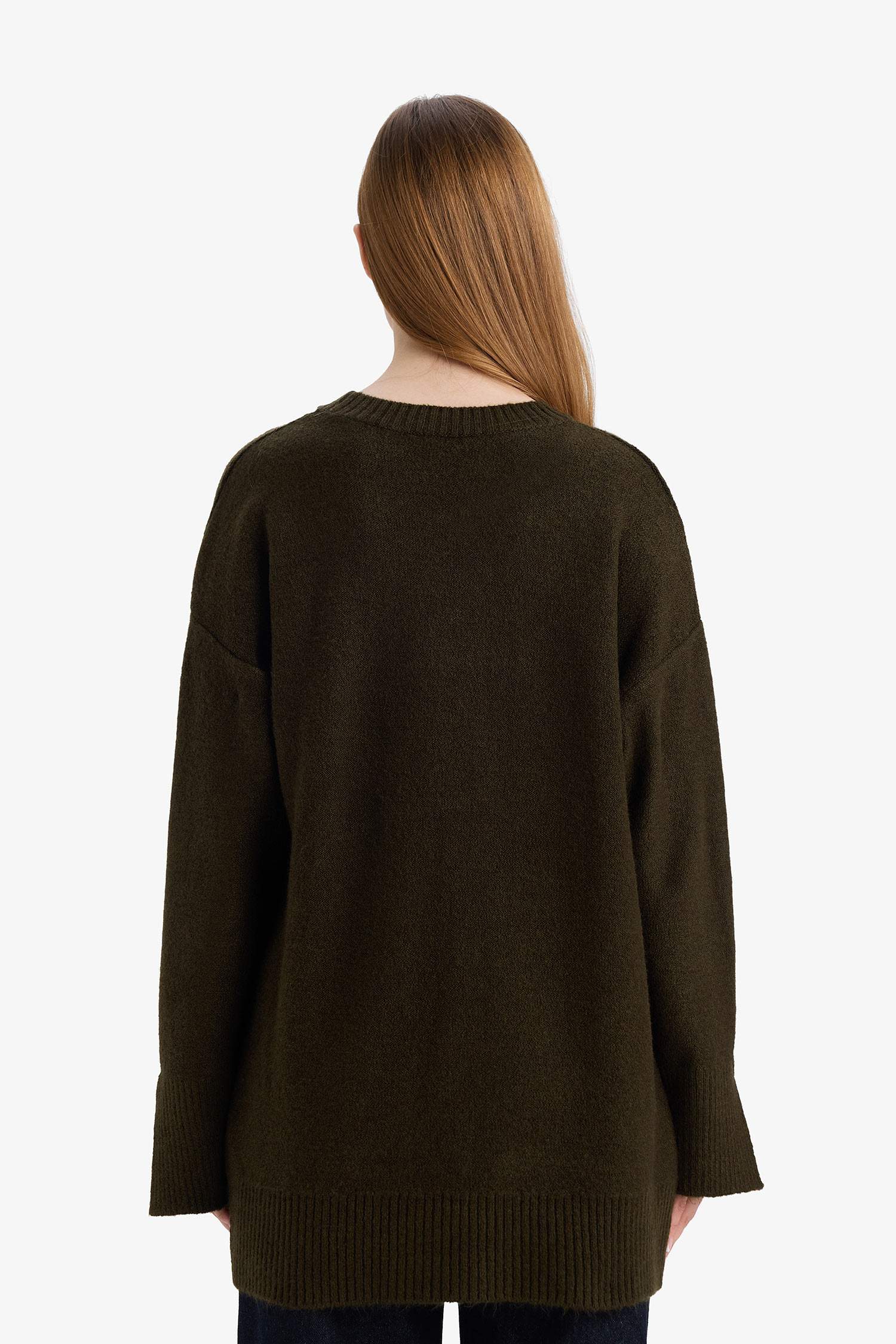 Loose Fit Bisiklet Yaka Triko Kazak Tunik