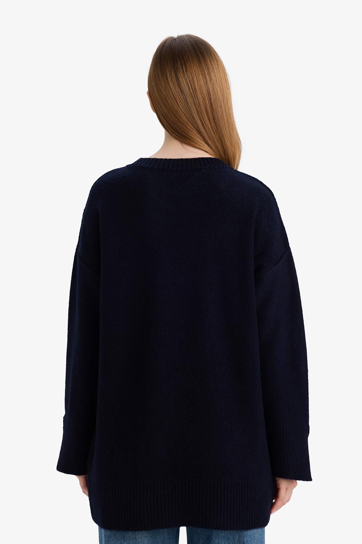 بلوز تريكو قصة فضفاضة بياخة مستديرة